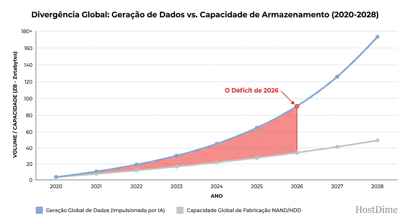 O Gap de Produção 2026: Onde a demanda exponencial da IA se descola da realidade física da fabricação de semicondutores.