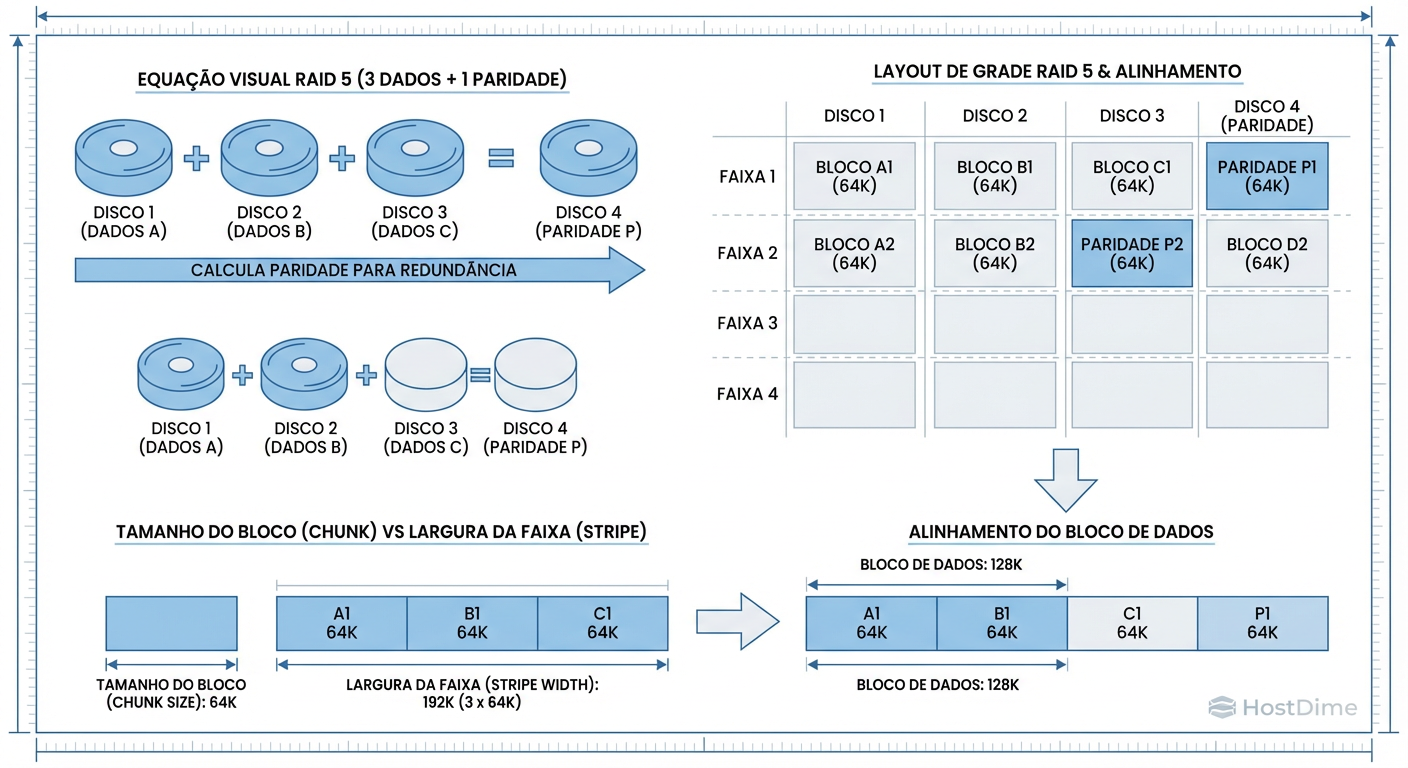 Geometria RAID 5: A diferença crítica entre Chunk Size e Stripe Width para o mkfs.