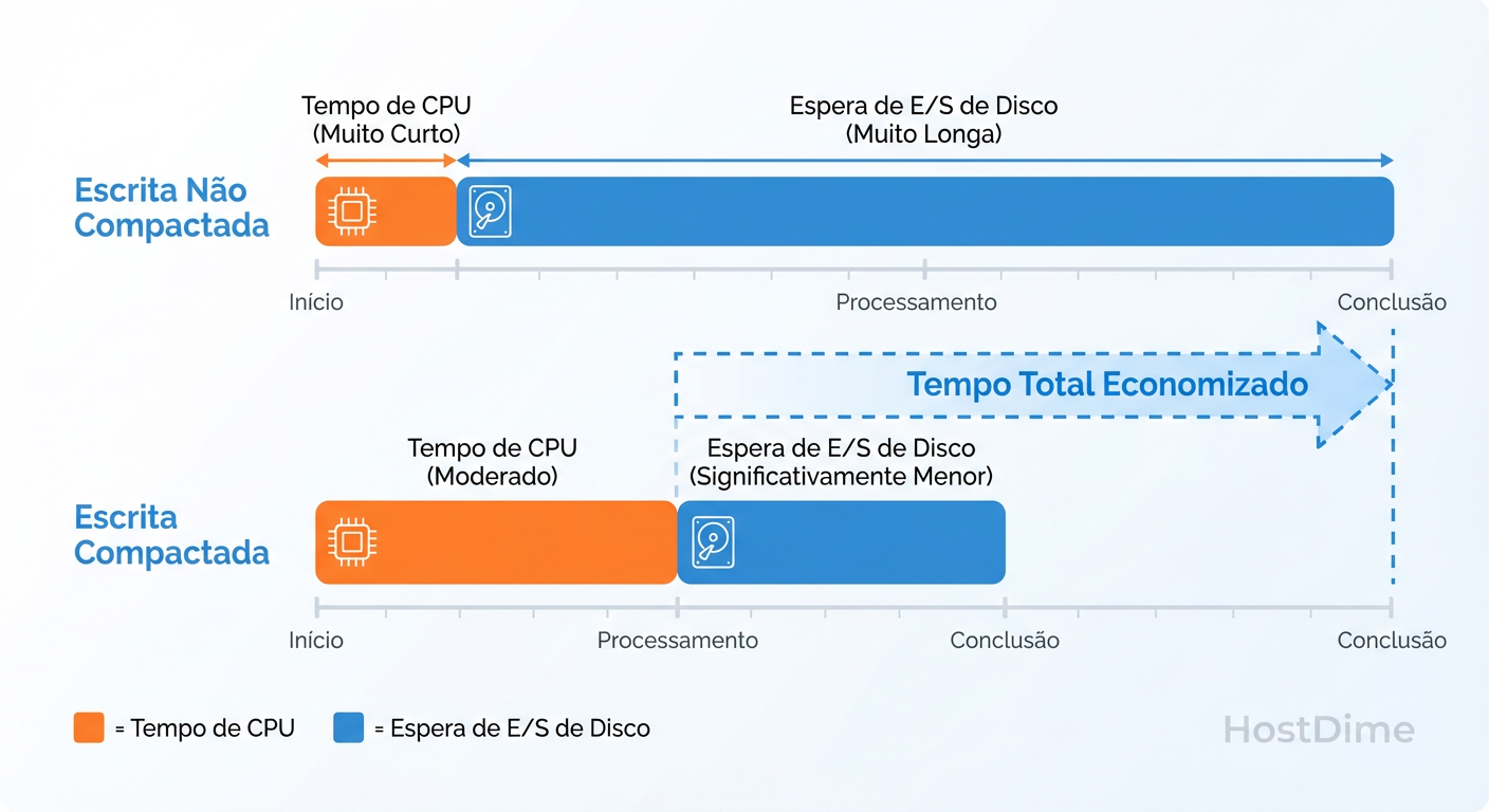 A matemática da velocidade: gastar nanossegundos de CPU para economizar milissegundos de disco.