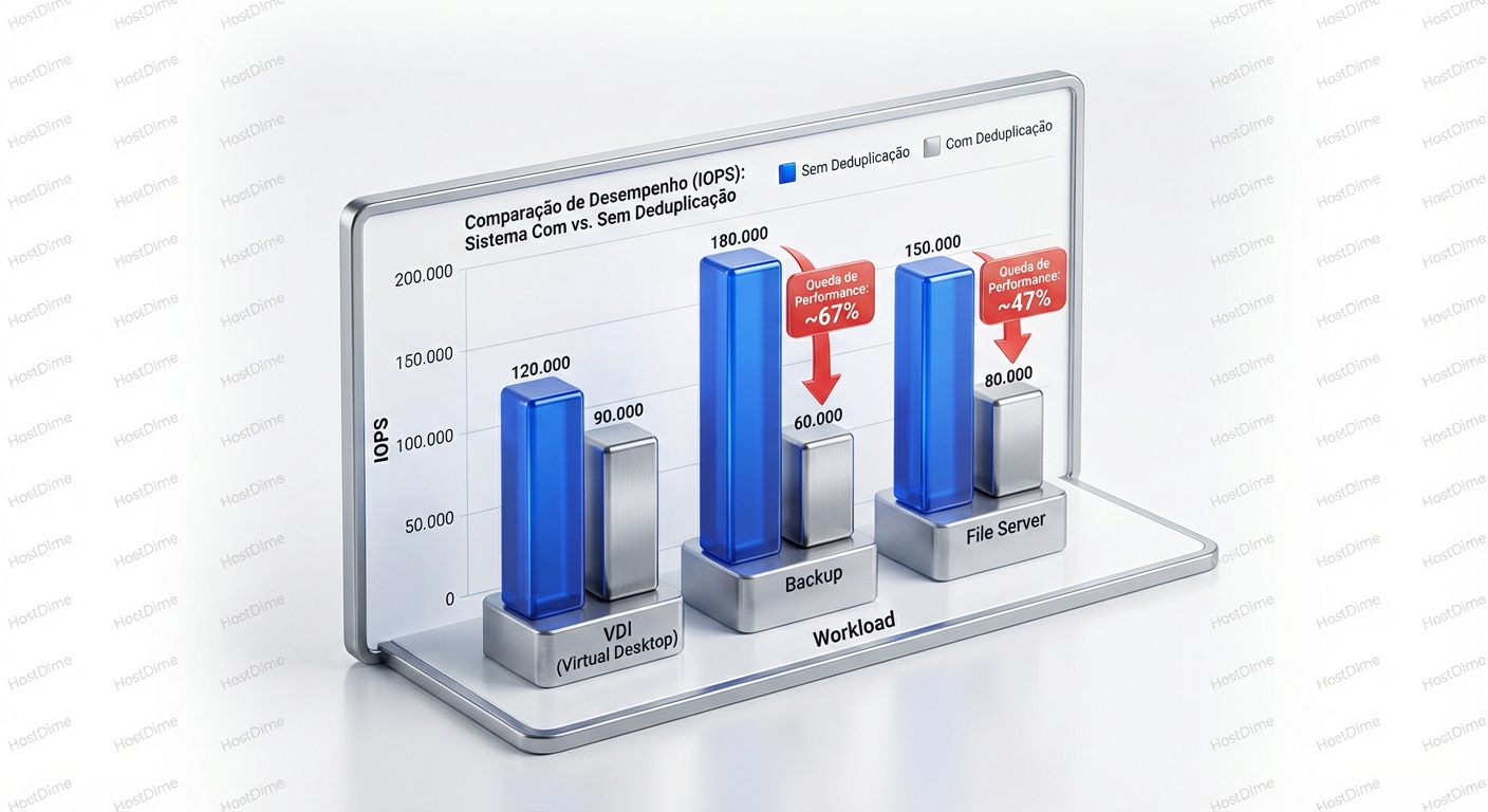Impacto da deduplicação no desempenho em diferentes workloads.