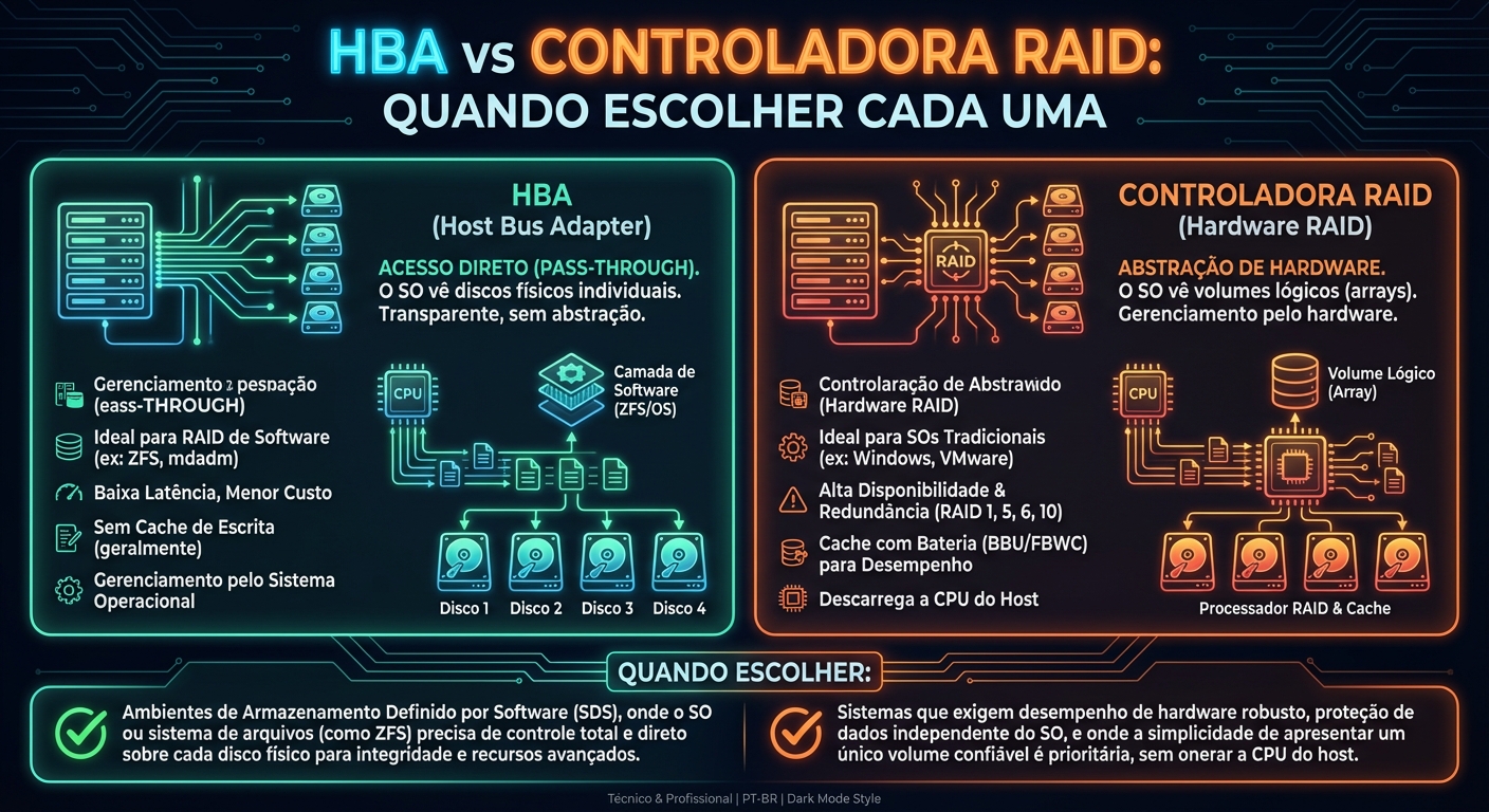 HBAs vs. Controladoras RAID: Quando Escolher Qual