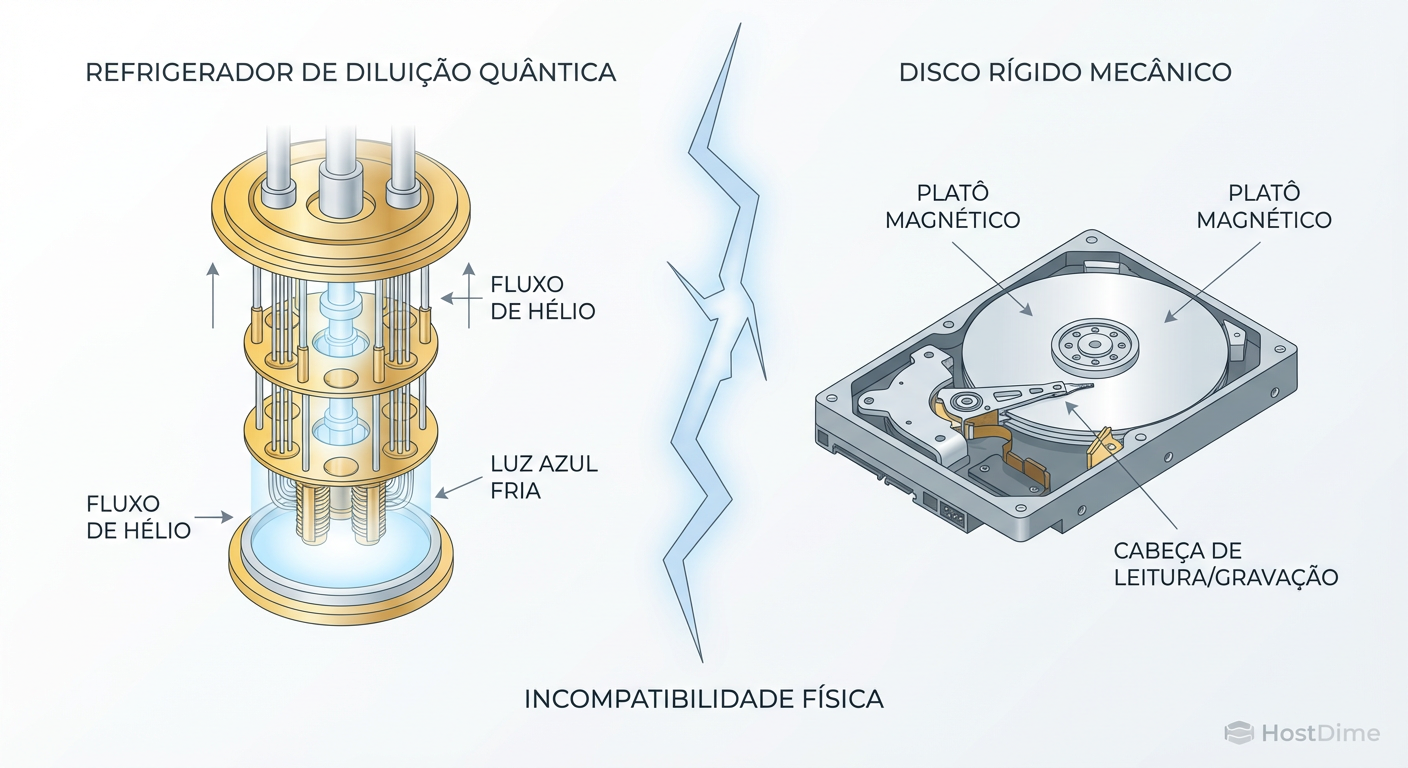 Memória Quântica não é Storage: O Mito do HD Quântico e a Realidade Física