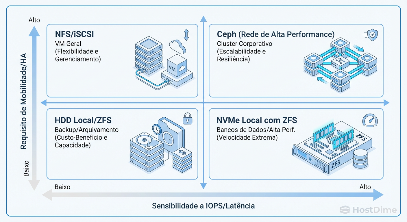 O Quadrante de Decisão: Não existe 'melhor', existe o adequado para a carga de trabalho.