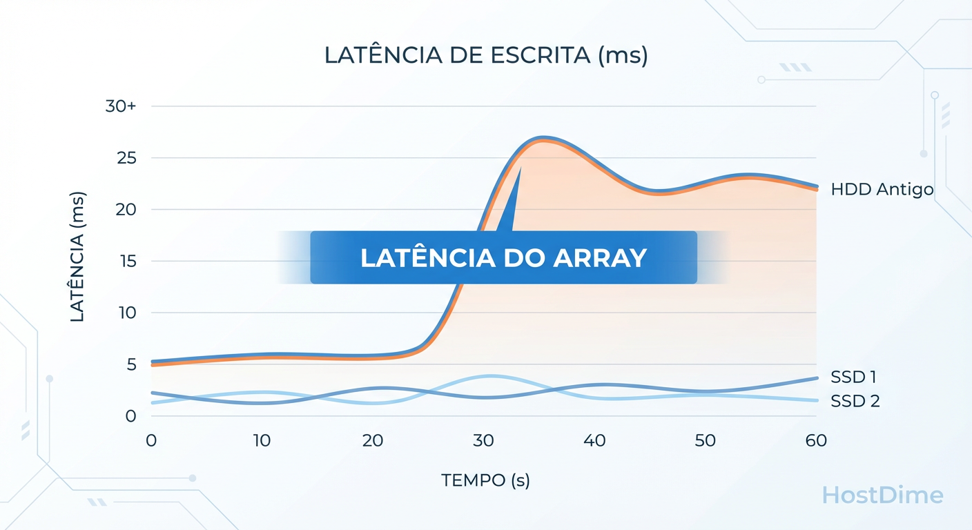 O Efeito do Elo Mais Fraco: A latência do array é ditada pelo pior disco.