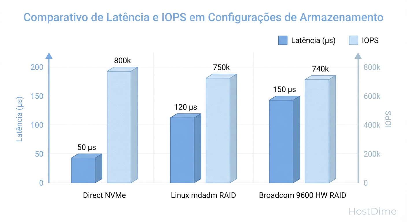 Custo da Abstração: Impacto na latência e IOPS ao introduzir uma controladora hardware em 2025.