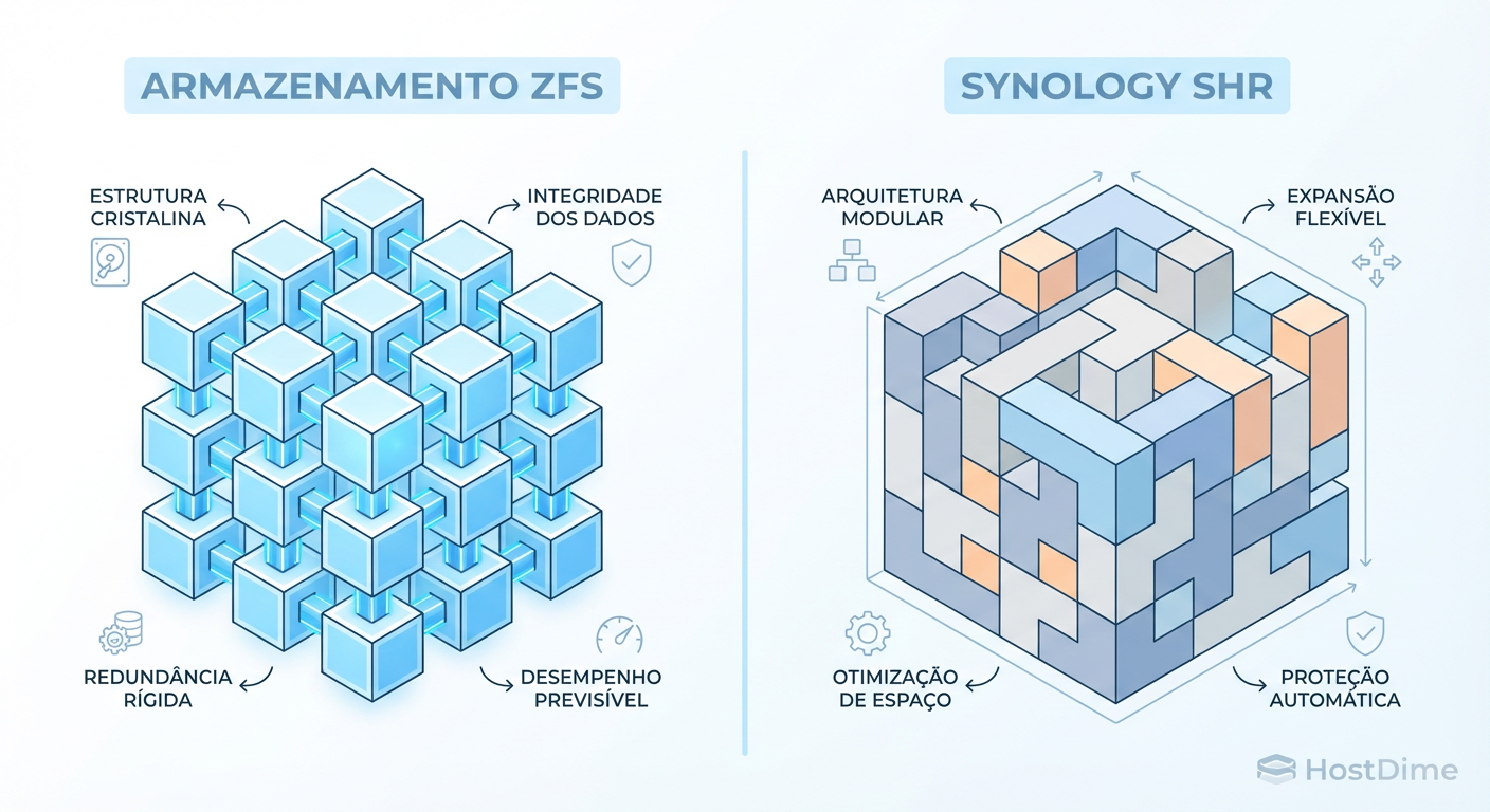 RAID em NAS Doméstico: A Batalha Real entre ZFS (TrueNAS) e SHR (Synology)