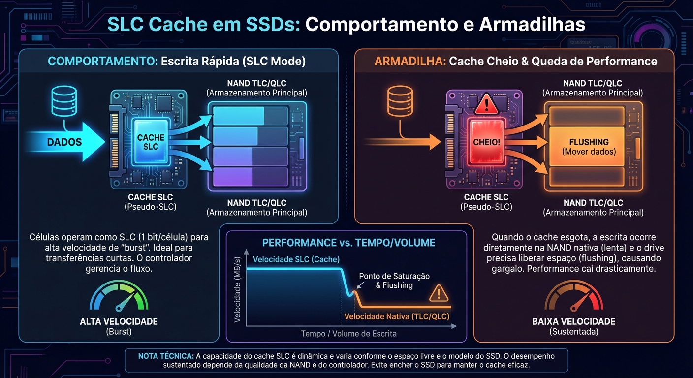 Cache SLC em SSDs: Comportamento e Armadilhas