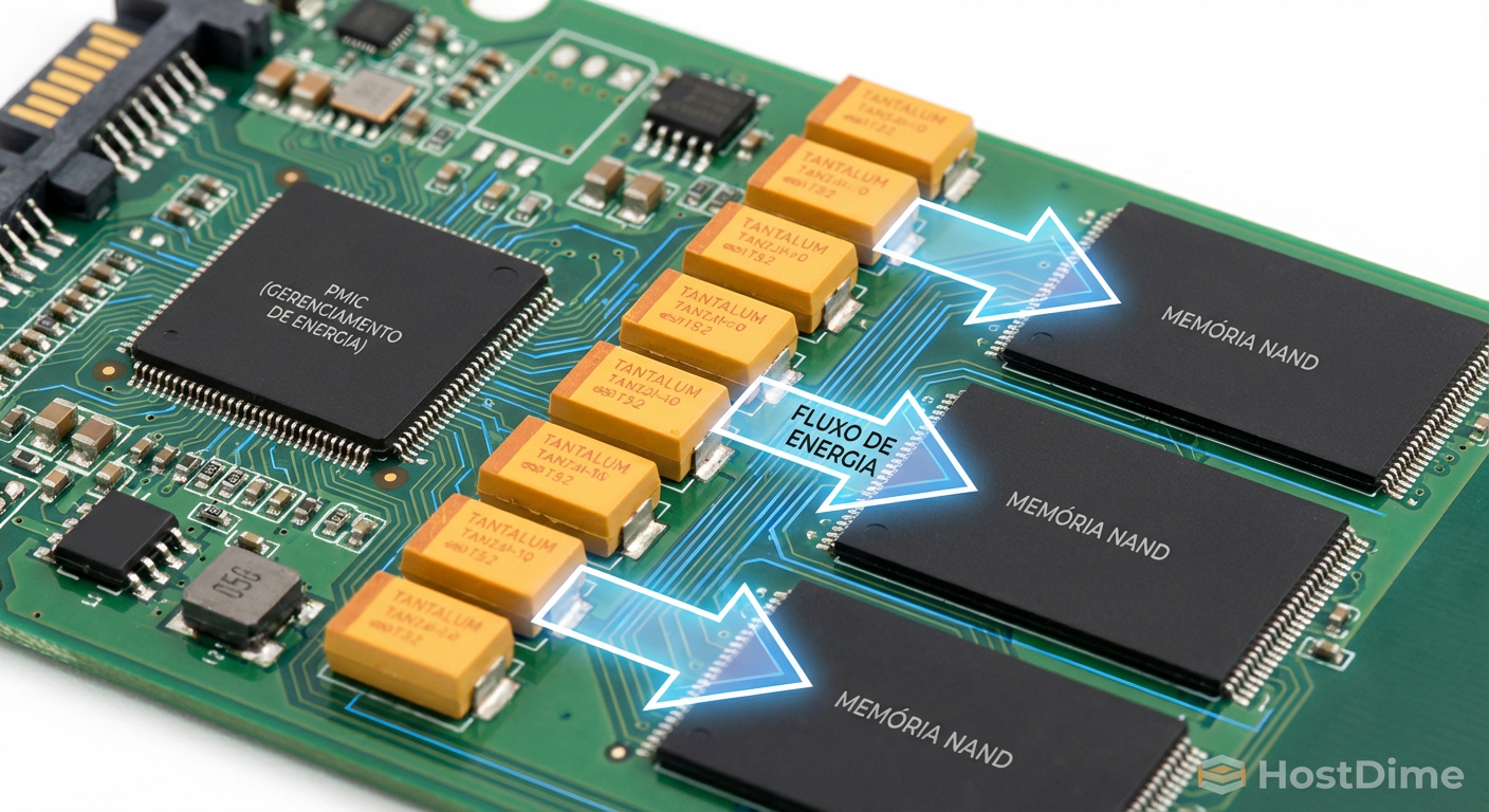 Banco de Capacitores PLP: A bateria de emergência física que garante a integridade da tabela de mapeamento.