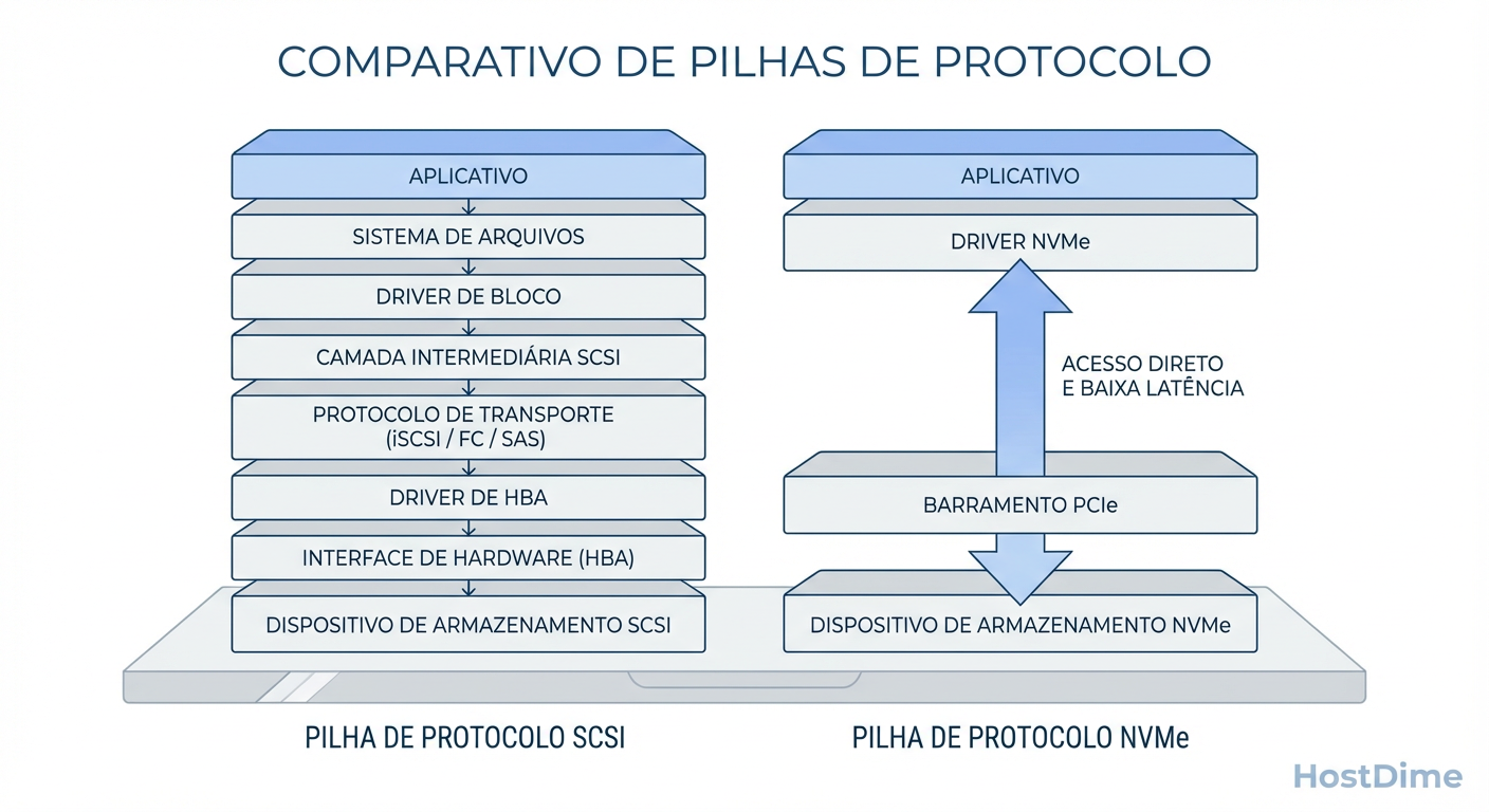 SCSI vs. NVMe: Por que o NVMe-oF reduz o uso de CPU no vSphere 9.