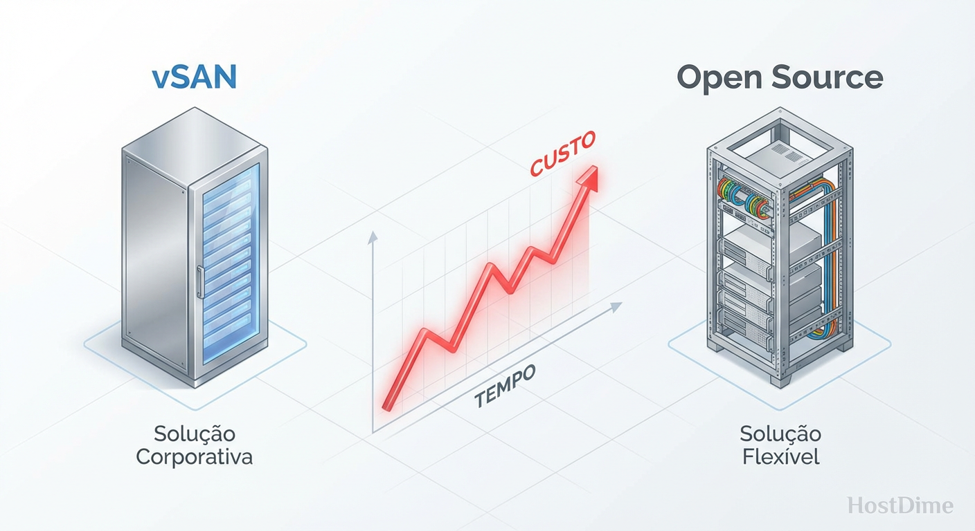 vSAN vs. Open Source em 2025: Análise Real de Custo e Performance (Pós-Broadcom)