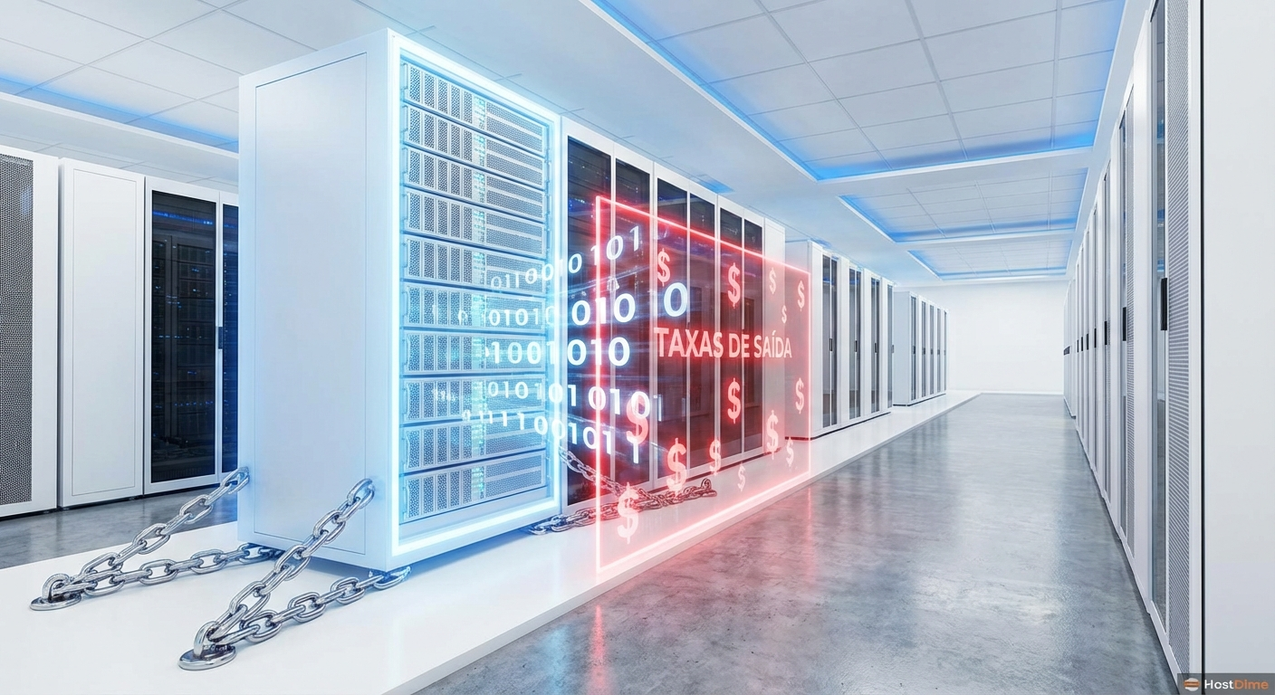 Representação visual da gravidade dos dados e as barreiras financeiras das taxas de egresso em contratos de storage.