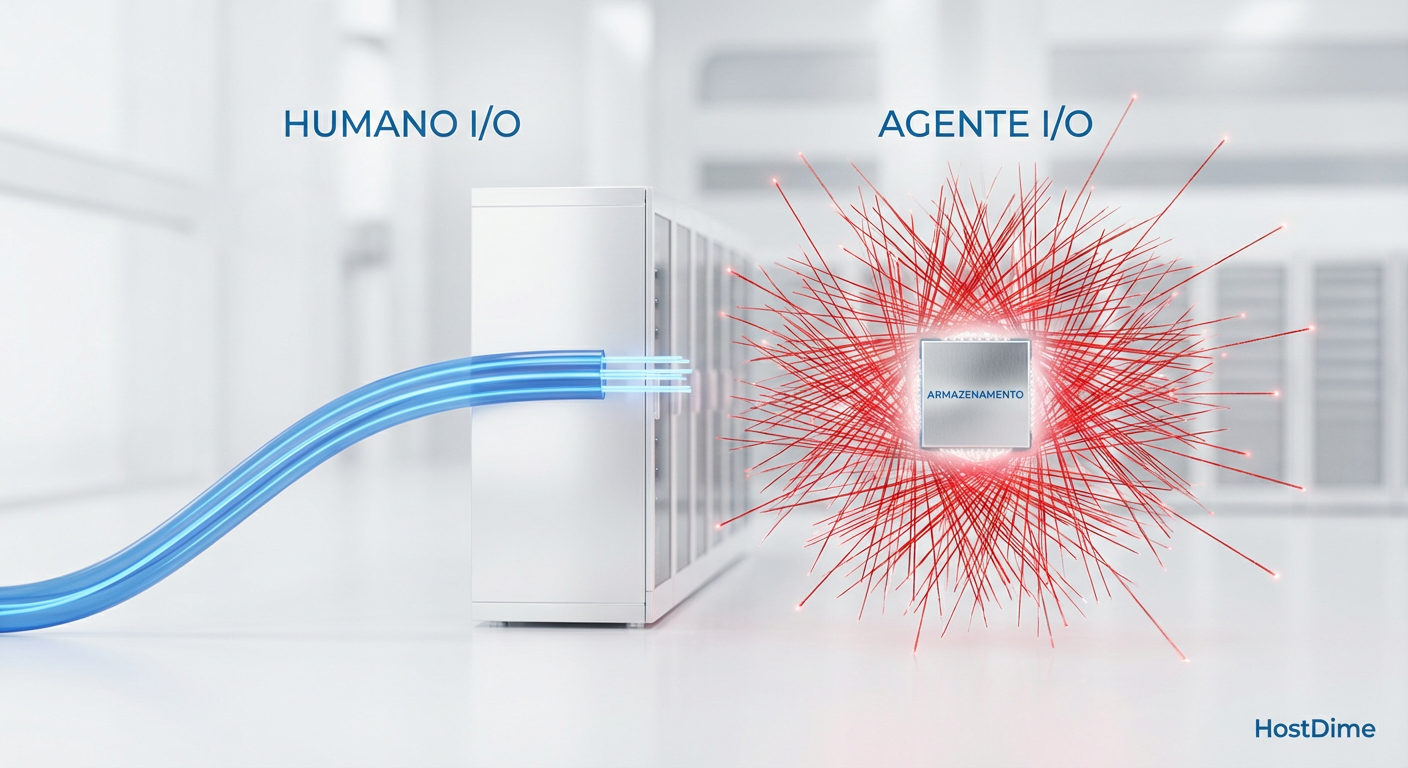 Visualização comparativa: O fluxo linear do I/O humano versus a 