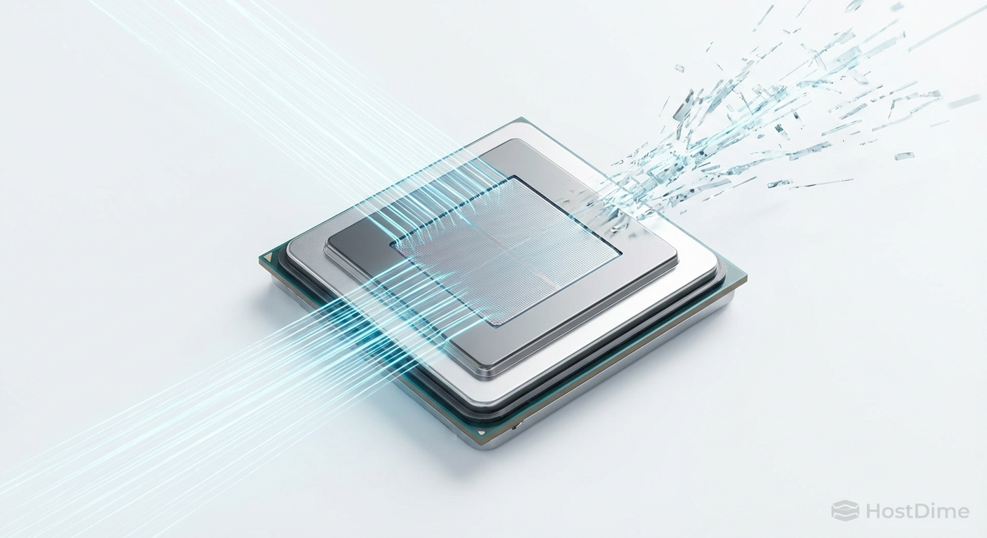 Esquema de arquitetura de armazenamento mostrando a coalescência de escrita: buffer de alta performance organizando dados aleatórios antes de gravá-los na camada de capacidade QLC.