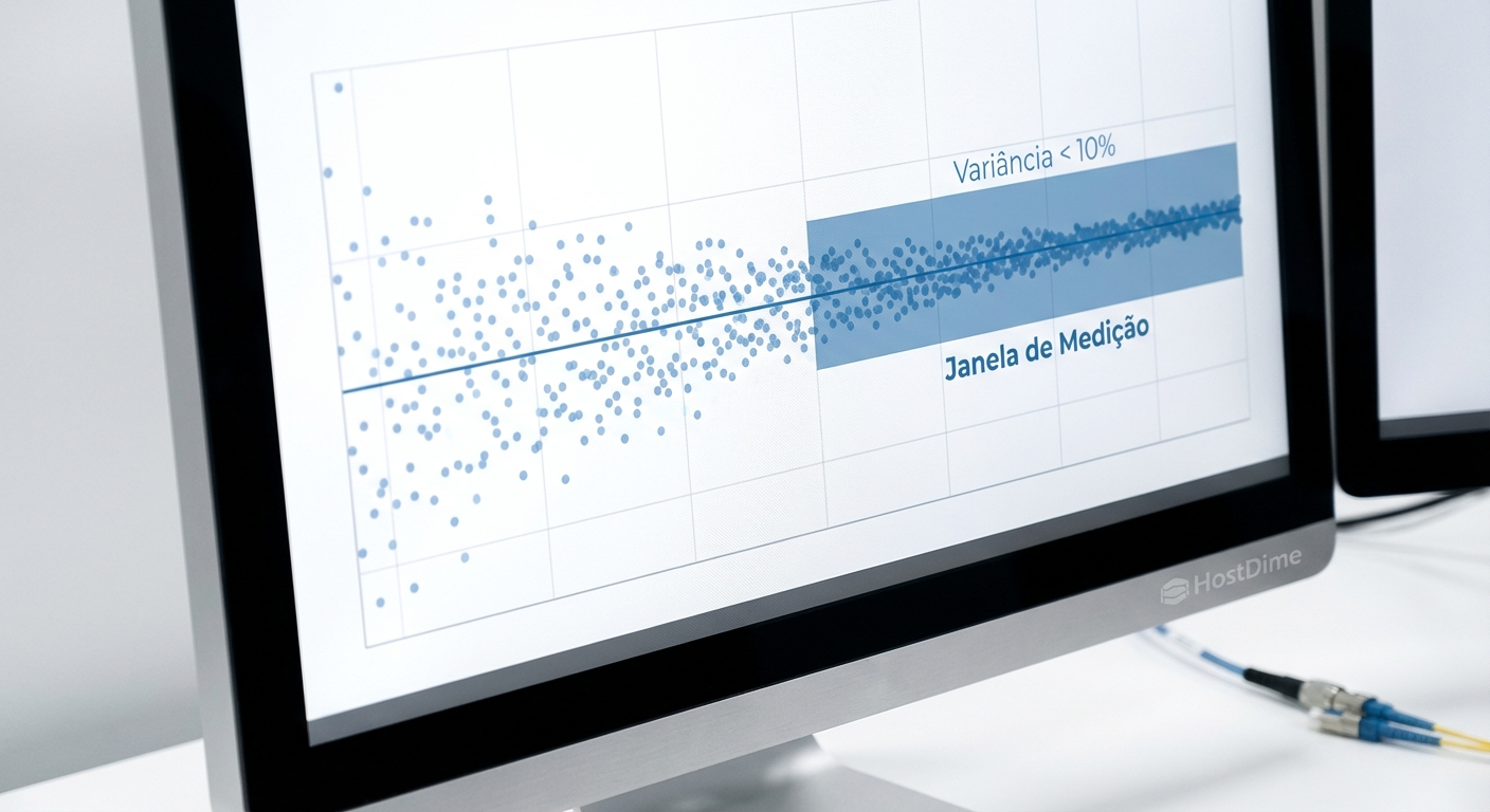 Gráfico de convergência matemática mostrando os pontos de dados entrando na janela de medição exigida pela SNIA.