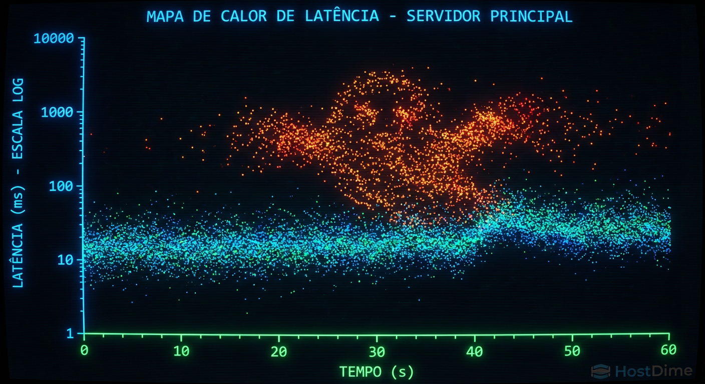Heatmap de Latência: Onde o iostat vê uma linha reta, o heatmap revela os outliers que causam timeouts.