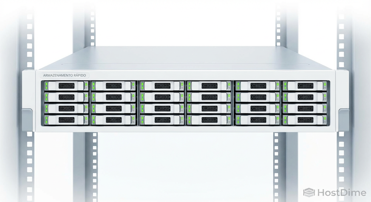 A densidade do futuro: 32 drives E1.S populando a frente de um servidor 1U, totalizando quase 1PB de capacidade bruta.