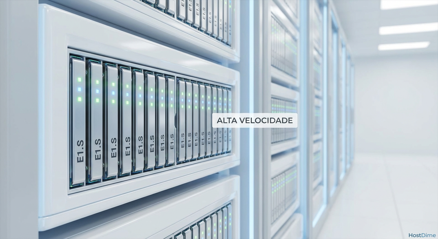 O futuro do rack: Arrays de E1.S dominando o tier de performance nos datacenters modernos.