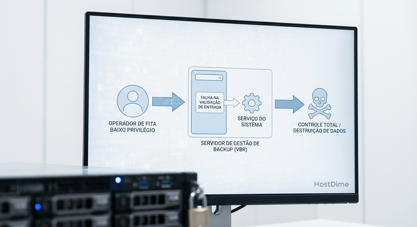 Fluxo de ataque da CVE-2025-55125: De uma credencial de baixo nível ao controle total do sistema operacional do servidor de backup.
