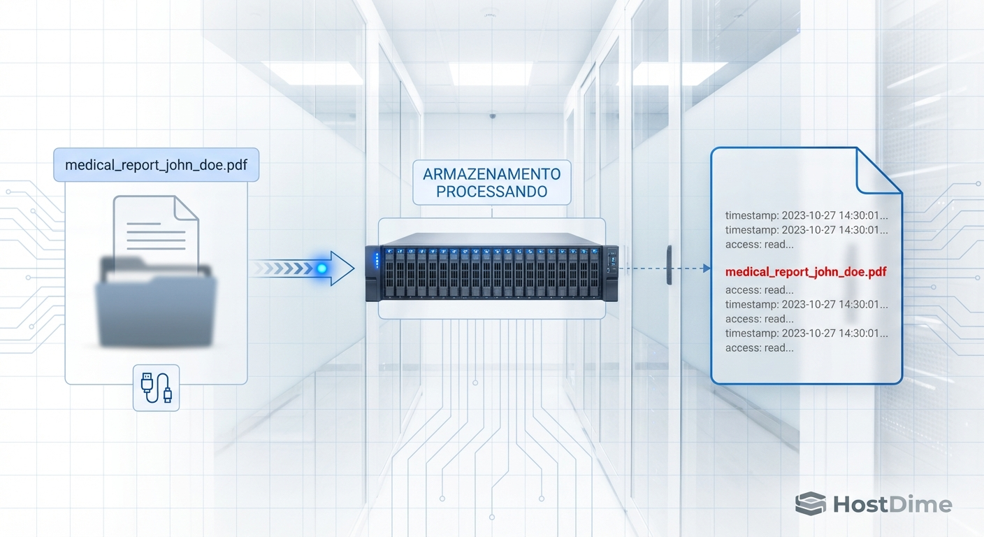Diagrama técnico do caminho de I/O no Linux, diferenciando Tempo de Fila (Queue) e Tempo de Serviço (Hardware), métricas essenciais do biosnoop.
