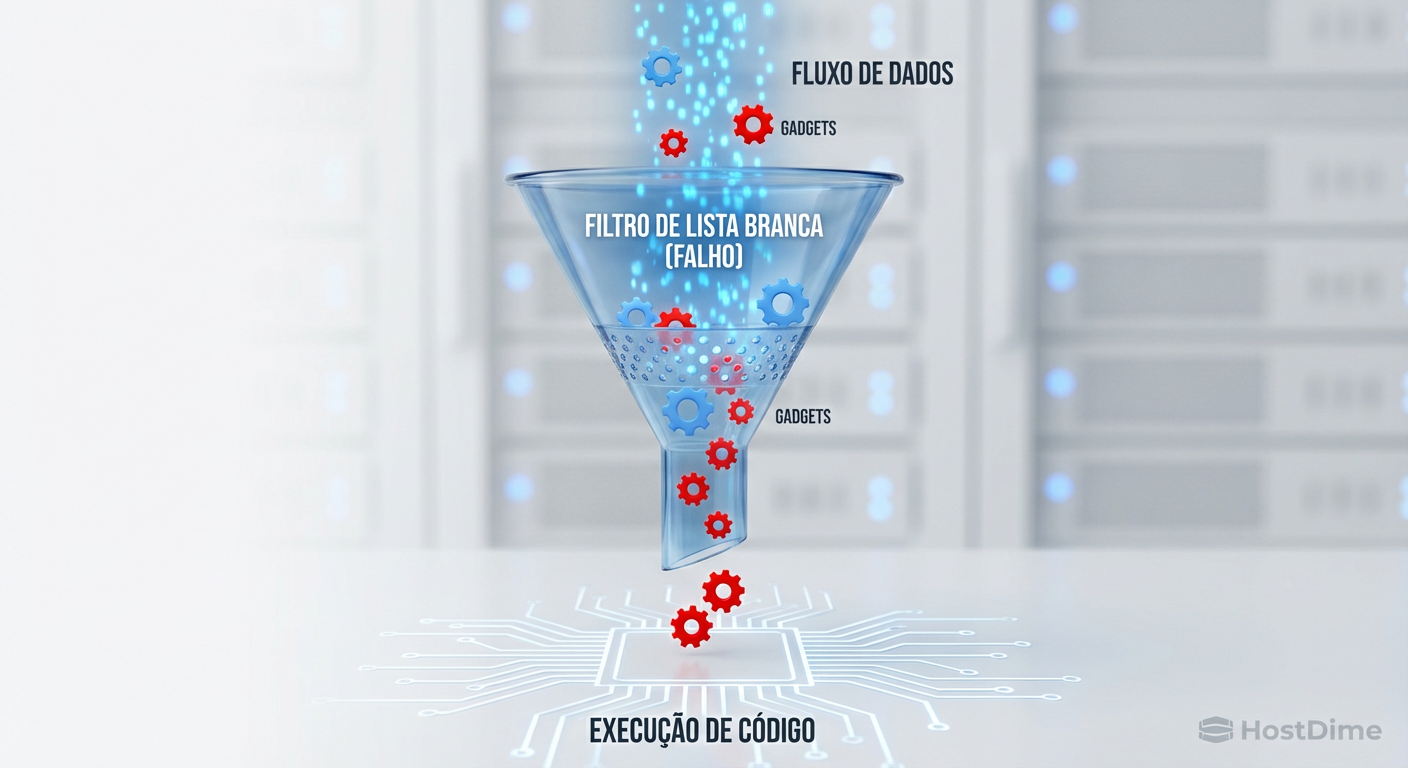 Fig 2. A falha na lógica de whitelist que permitiu a passagem de 'gadgets' maliciosos.
