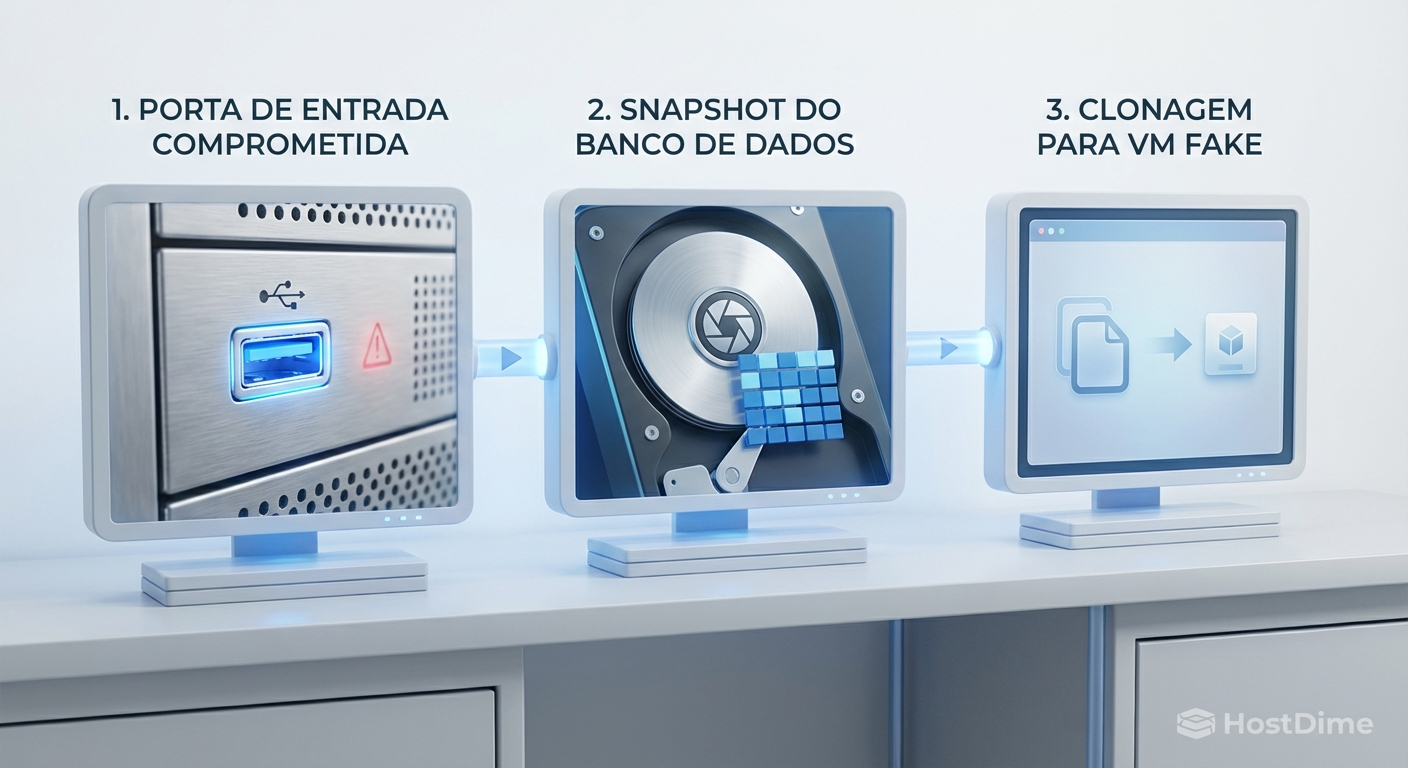 Diagrama da kill chain de clonagem de snapshots no nível do storage