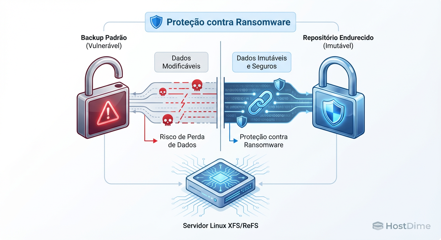 Fig. 2: A evolução da arquitetura de backup: do armazenamento simples para repositórios endurecidos (Hardened Repositories).
