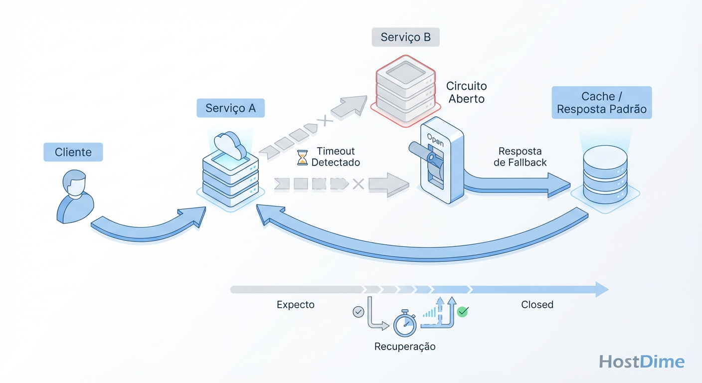 Fig. 2: Mecânica de um Circuit Breaker impedindo que a latência de um domínio de falha esgote os recursos de todo o sistema.
