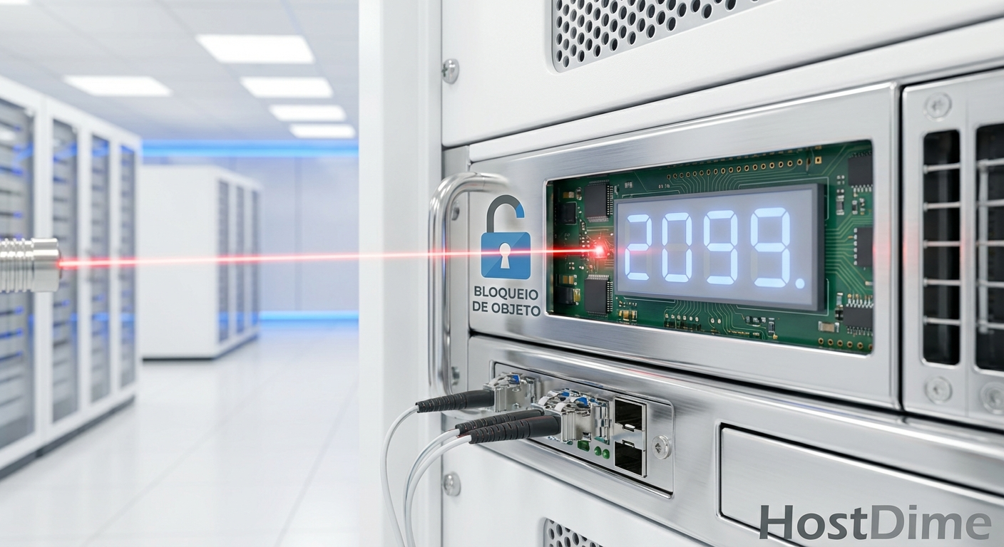 Ilustração conceitual de um ataque de Time Zapping onde o relógio do servidor é manipulado para o futuro, contornando a trava de segurança.