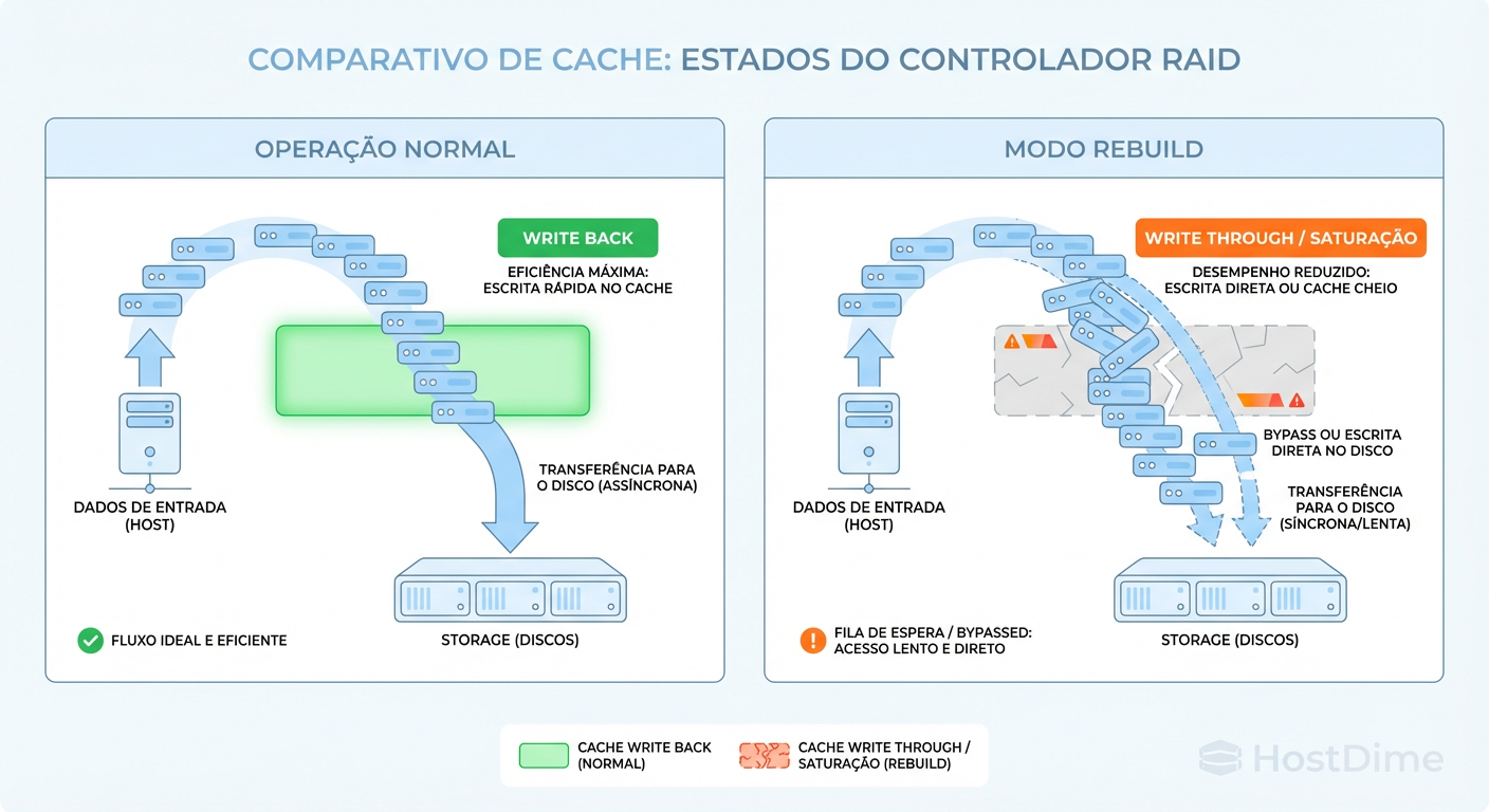 Fig. 2: O impacto invisível: Mudança forçada da política de cache durante degradação do array.