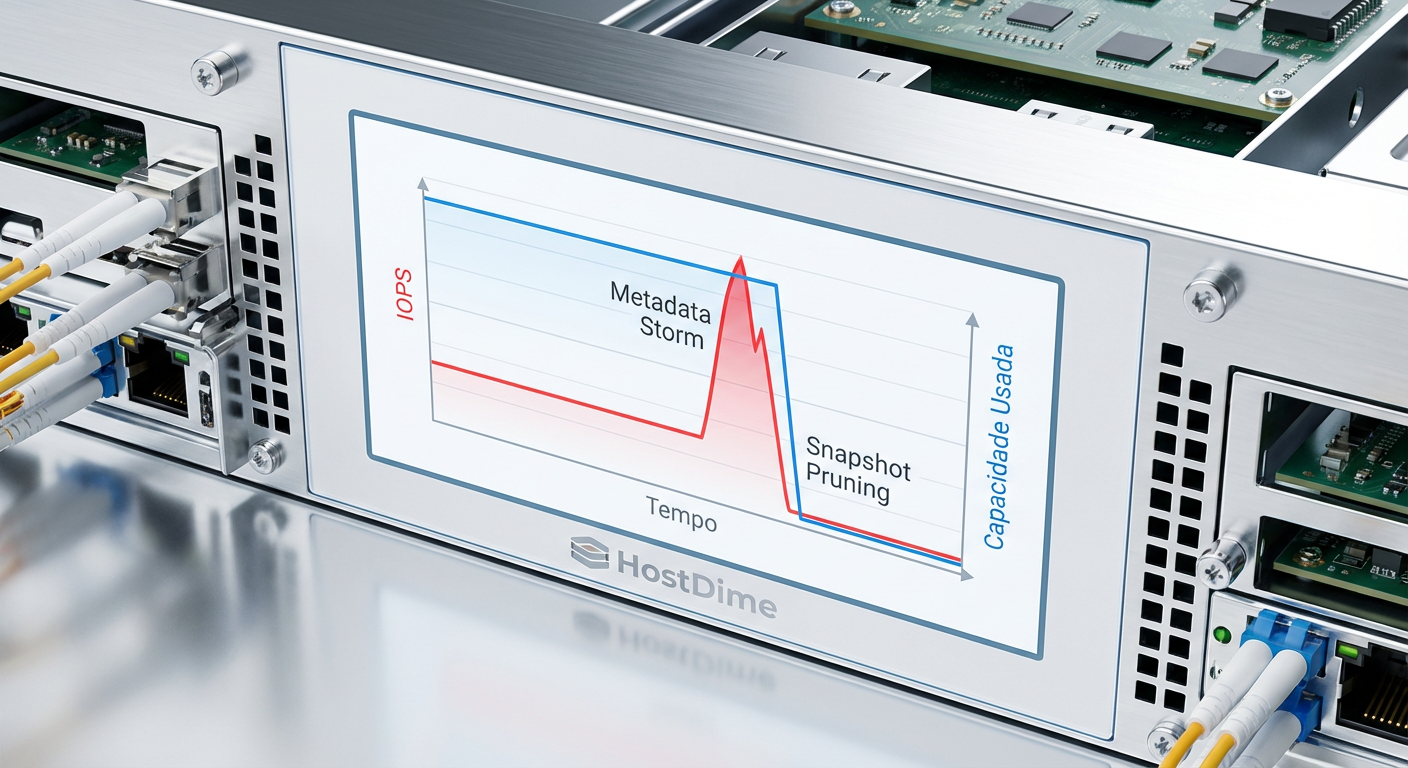 Visualização da anomalia de I/O durante a destruição de snapshots.