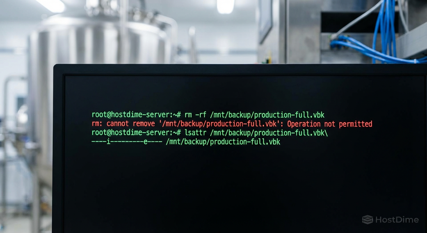 A prova real: nem mesmo o comando mais destrutivo do Linux supera a flag de imutabilidade.