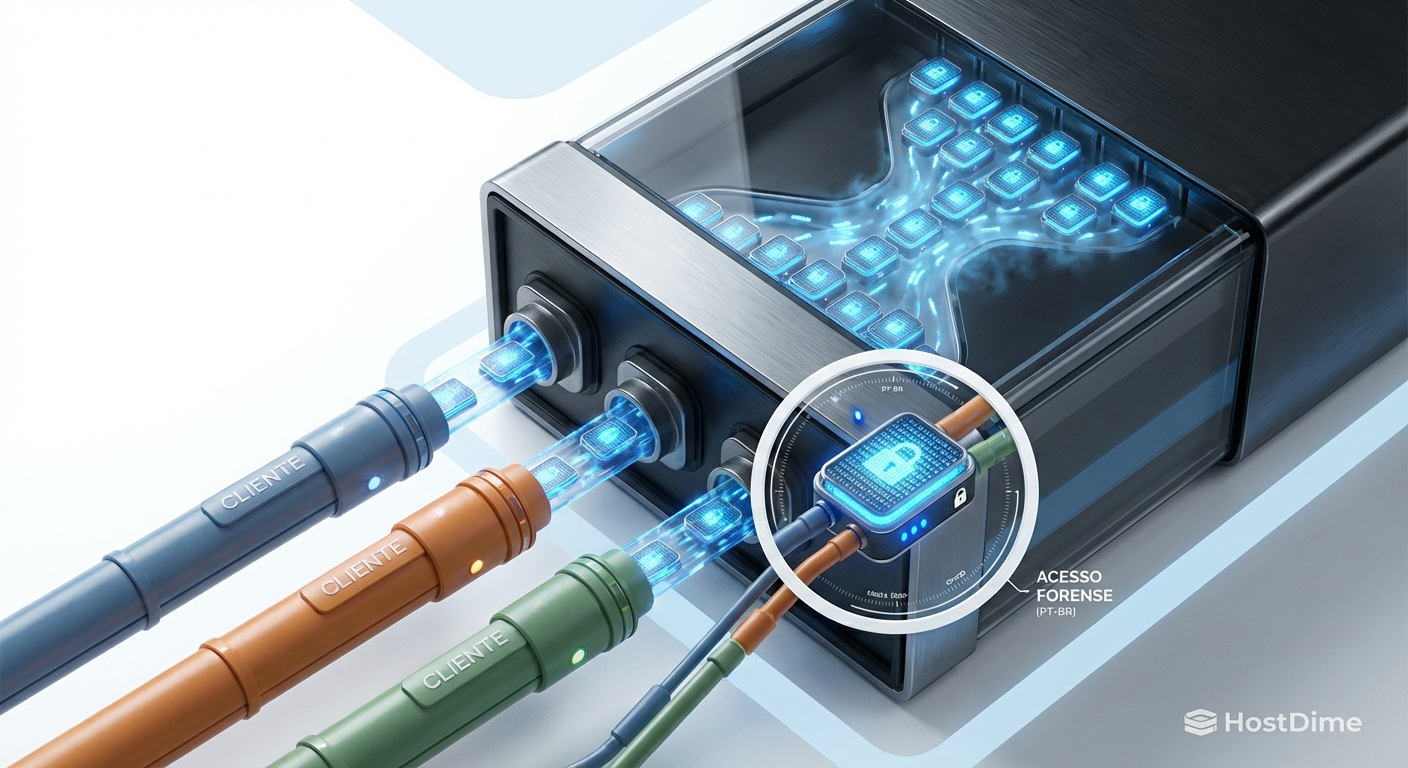 A ilusão do isolamento: Múltiplos inquilinos alimentando um único pool físico de deduplicação, onde os dados se fundem.