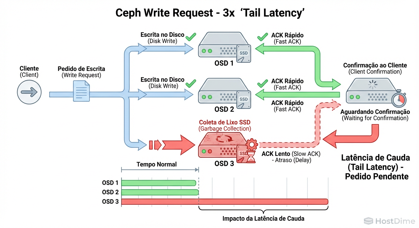 O Efeito Straggler no Ceph: Como um único firmware bugado dita a latência de todo o pool.