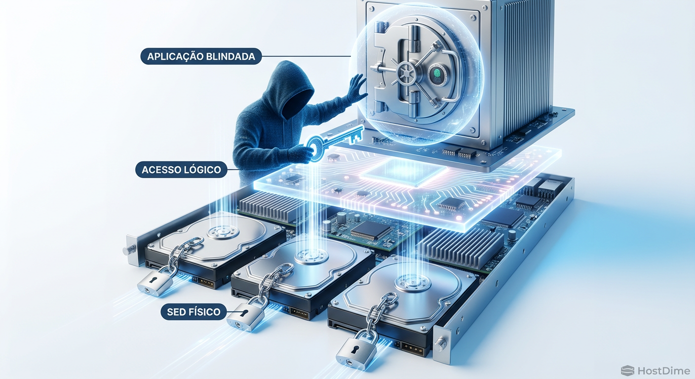 A falácia da proteção única: SEDs protegem o hardware, mas deixam os dados expostos a ataques lógicos privilegiados.