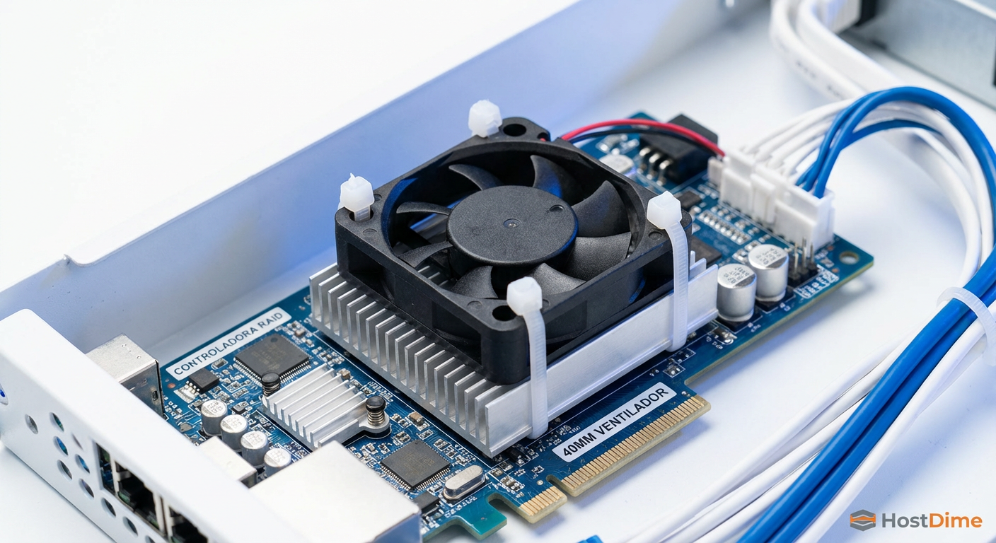 Em ambientes de torre ou homelab, a refrigeração ativa no dissipador da controladora é obrigatória para evitar travamentos térmicos.