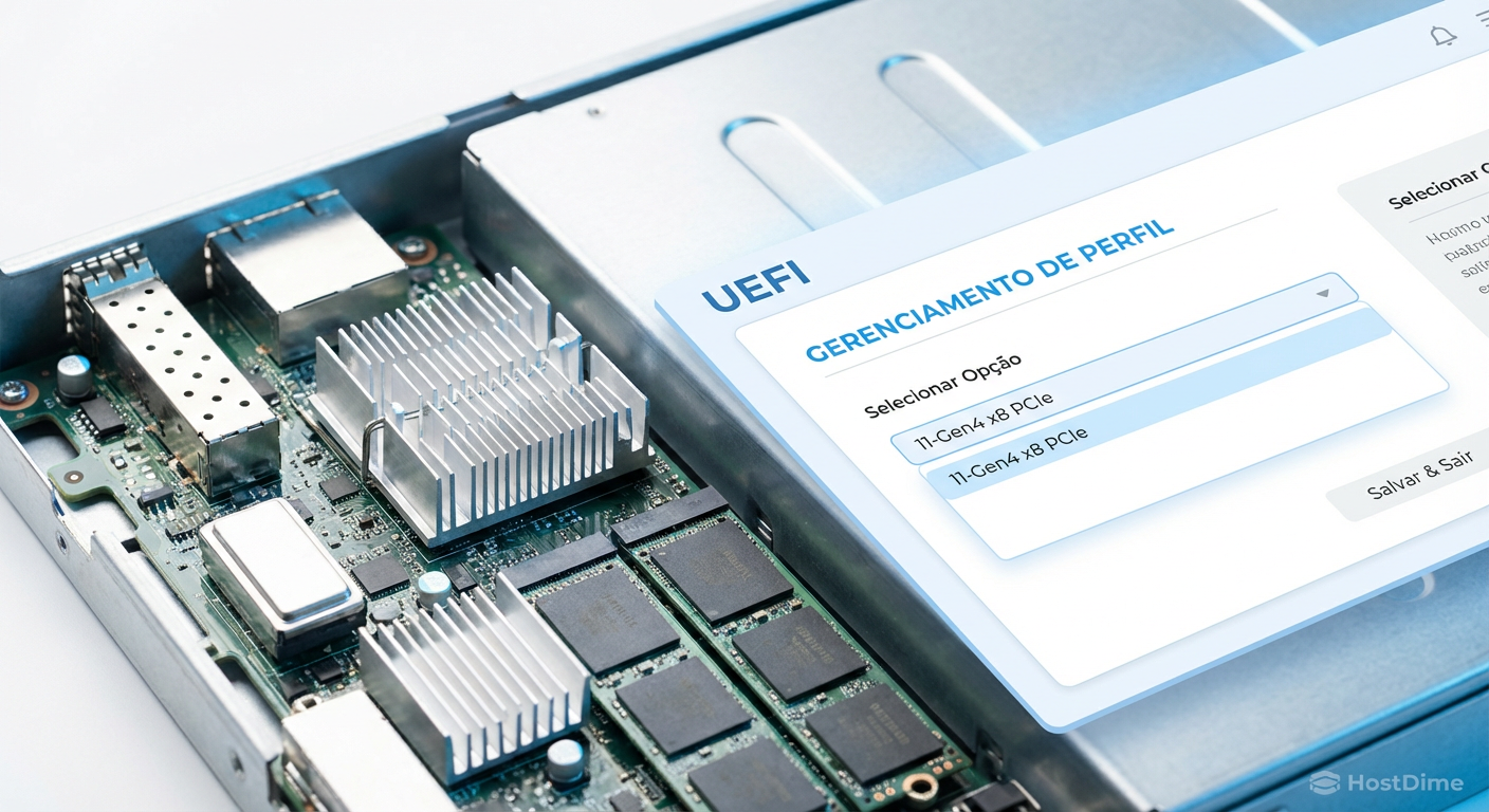 Na BIOS da controladora, é obrigatório selecionar um perfil que ative as lanes PCIe, caso contrário os discos NVMe permanecerão invisíveis.