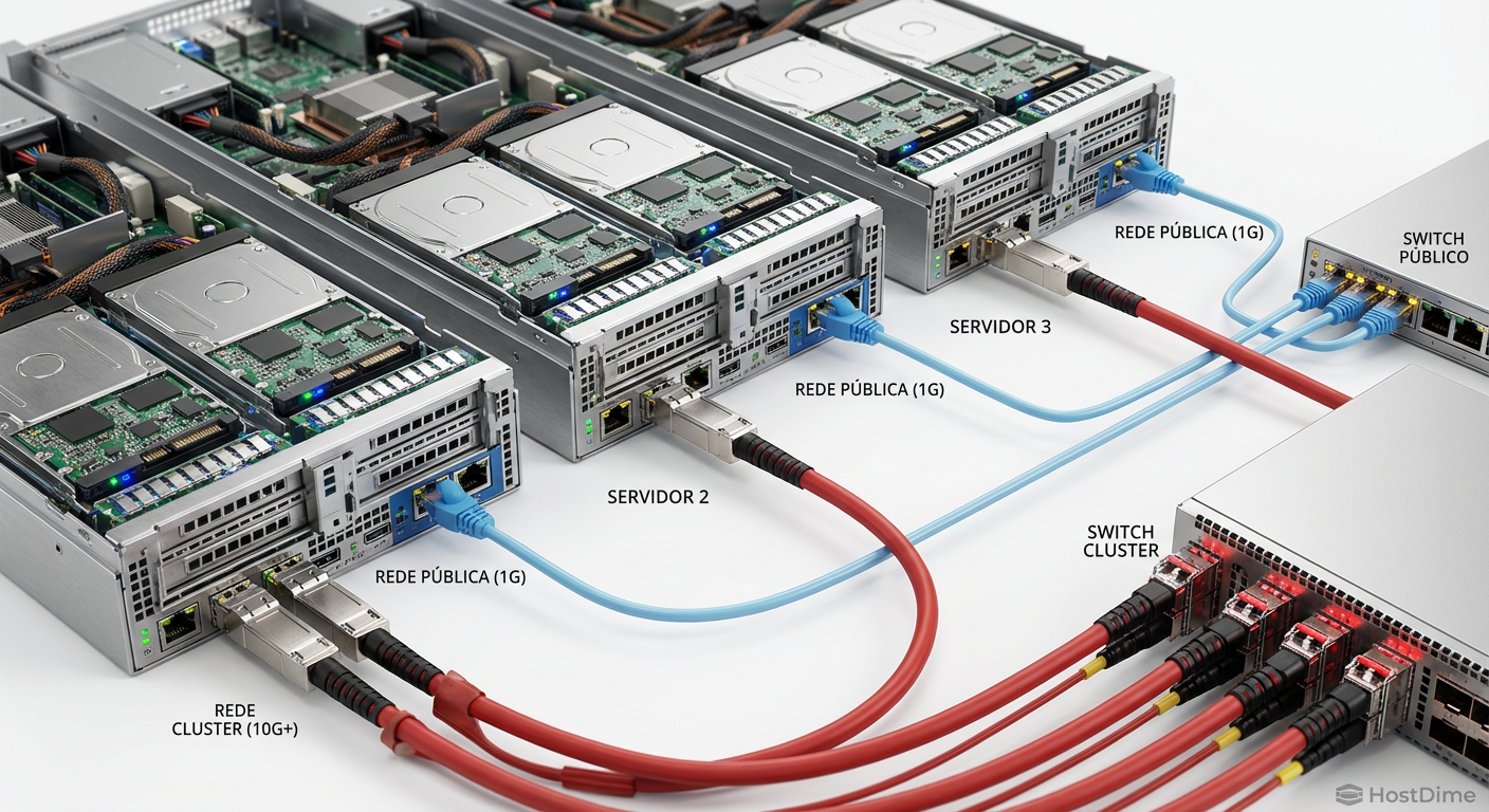 Arquitetura física recomendada: Separação total entre tráfego de gerenciamento e replicação de dados (backend).
