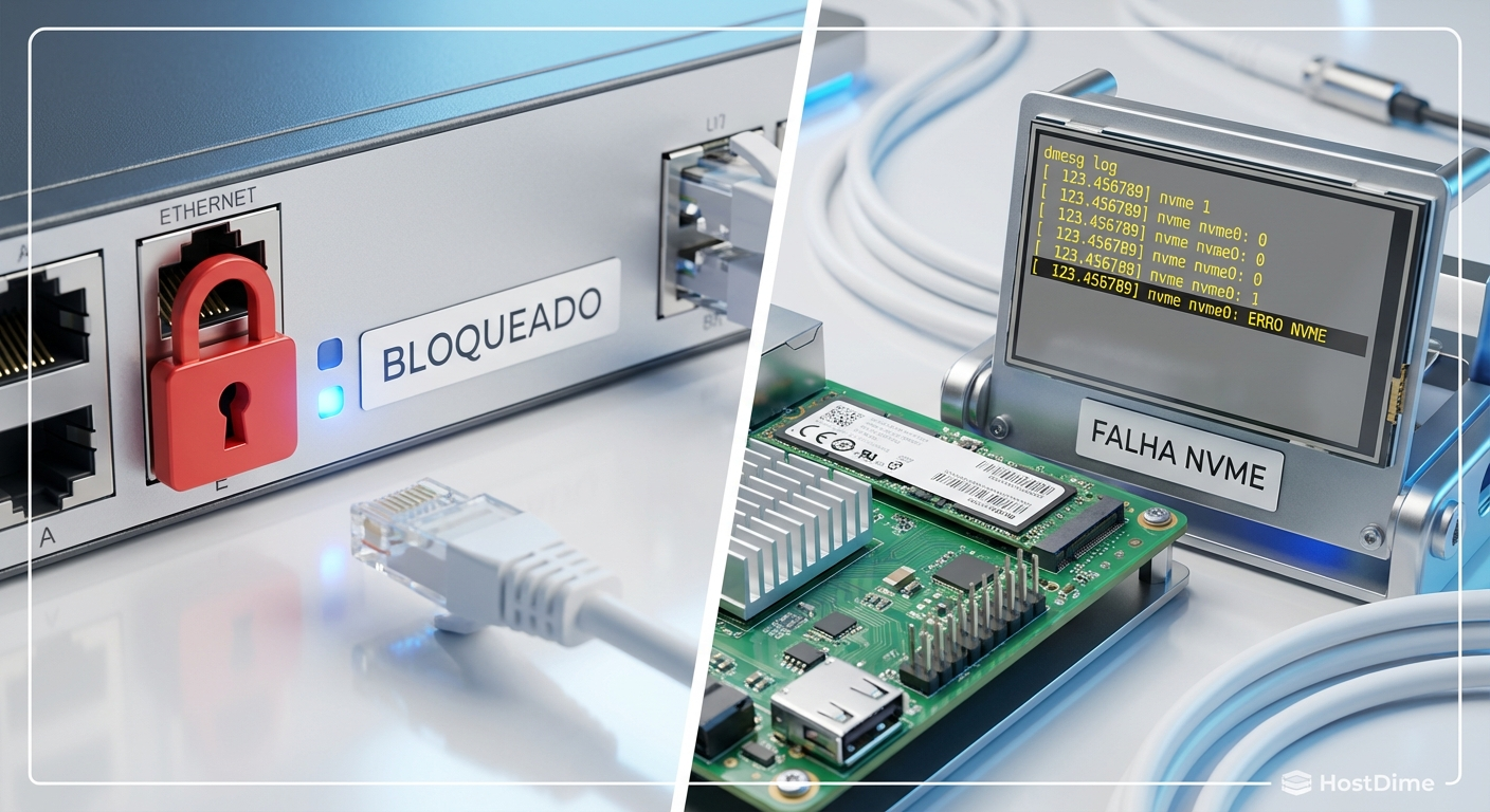 A análise de logs do sistema e regras de firewall é o primeiro passo na resolução de problemas.