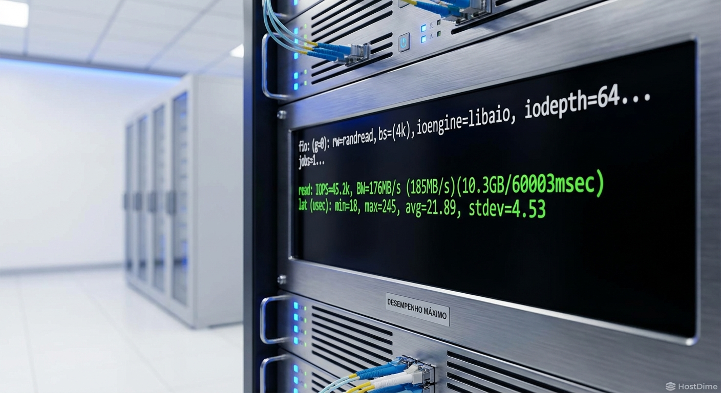 Resultado do teste Fio mostrando a alta taxa de IOPS do pool NVMe.