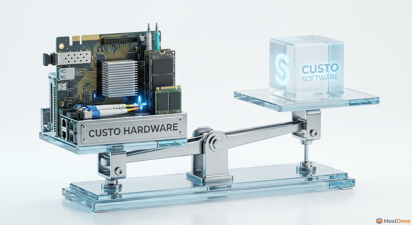 A balança desequilibrada: o alto custo financeiro do hardware versus o baixo custo computacional do software.
