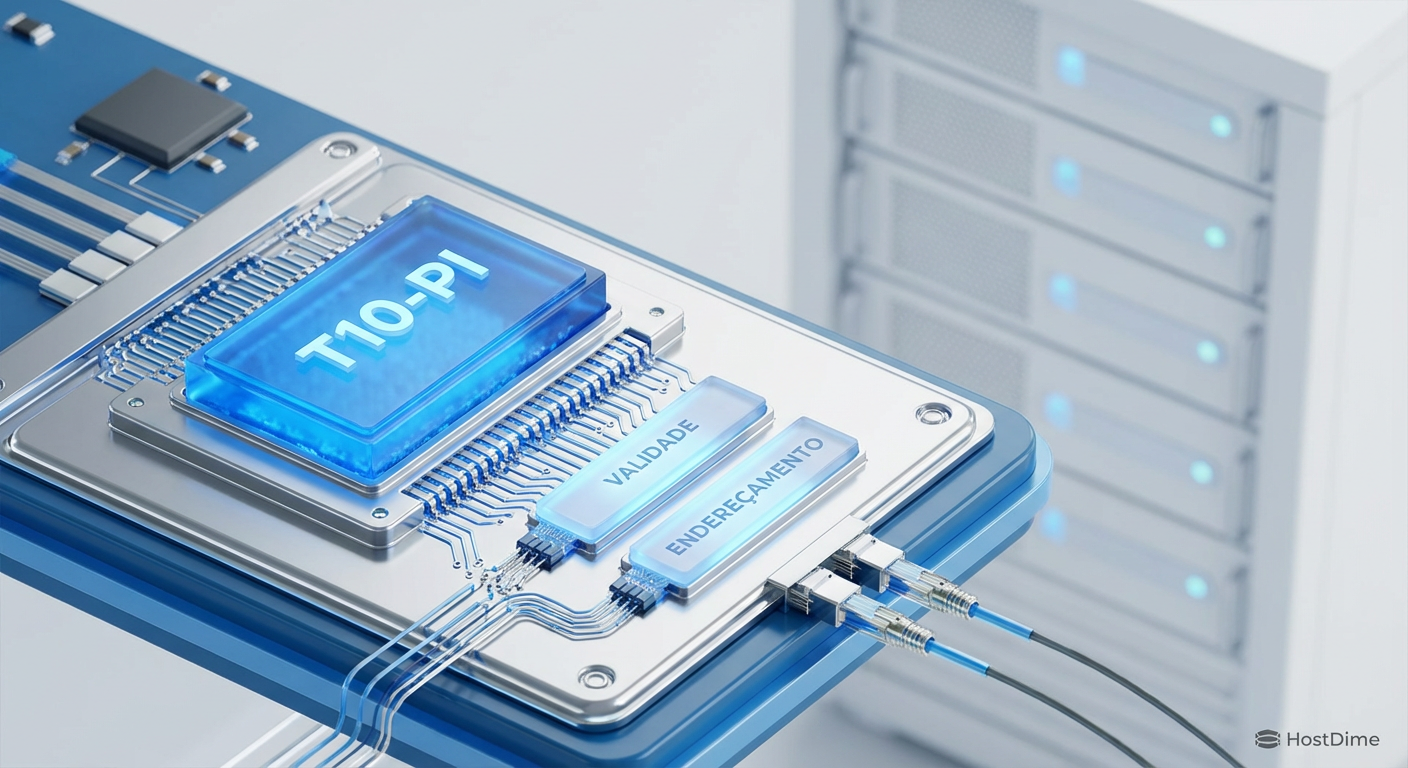 Estrutura do setor com T10-PI: os 8 bytes adicionais que garantem a validade do conteúdo e do endereçamento.