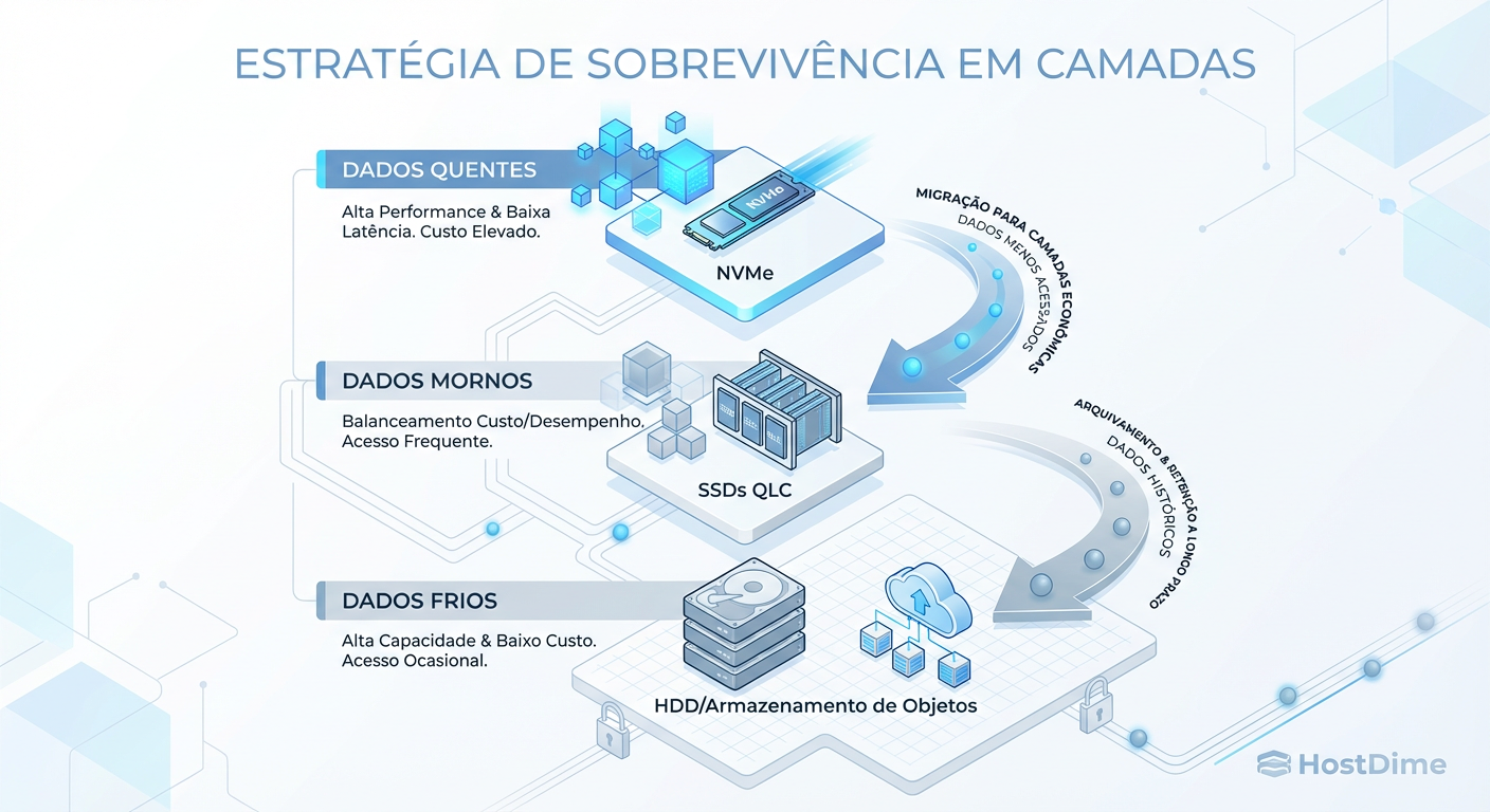 Estratégia de Tiering Defensivo: Movendo dados frios para mídias mais baratas para reservar Flash de alta performance apenas para o essencial.