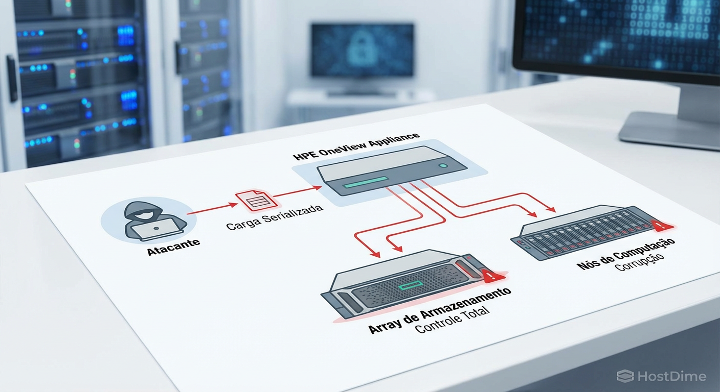 Diagrama do fluxo de ataque da CVE-2025-37164: da injeção na API ao comprometimento da infraestrutura física.