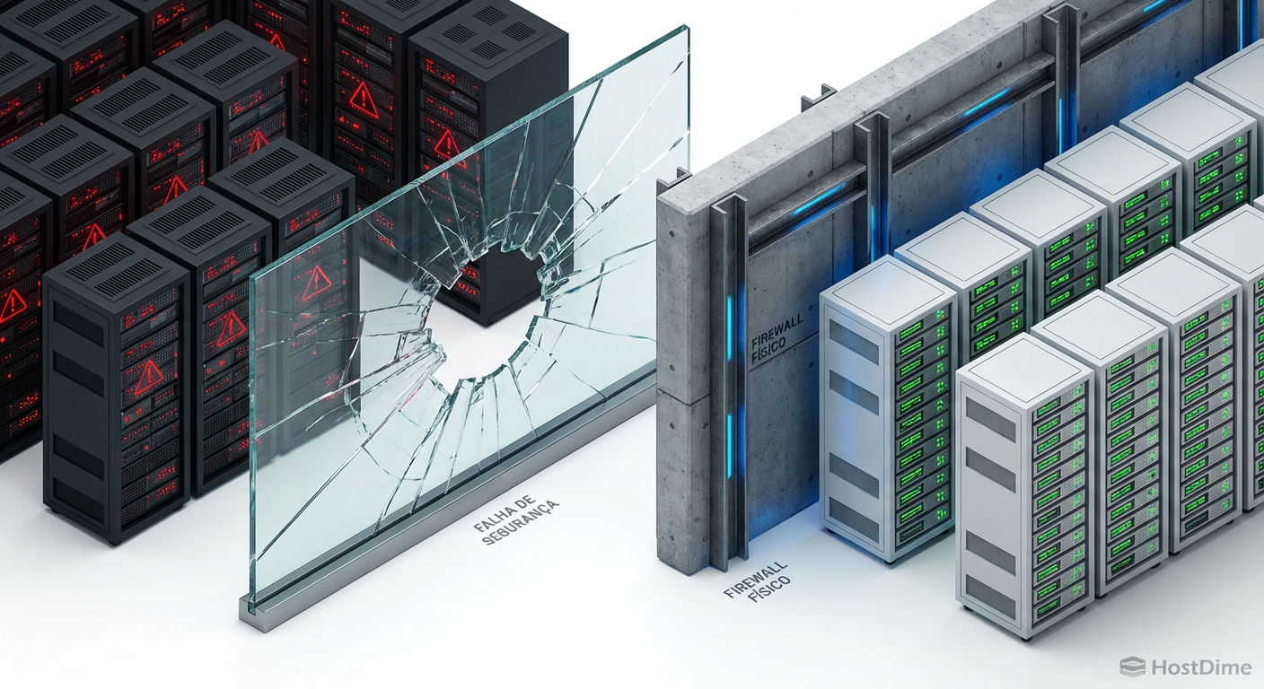 Representação visual da segmentação de infraestrutura limitando o raio de explosão de um ataque cibernético.