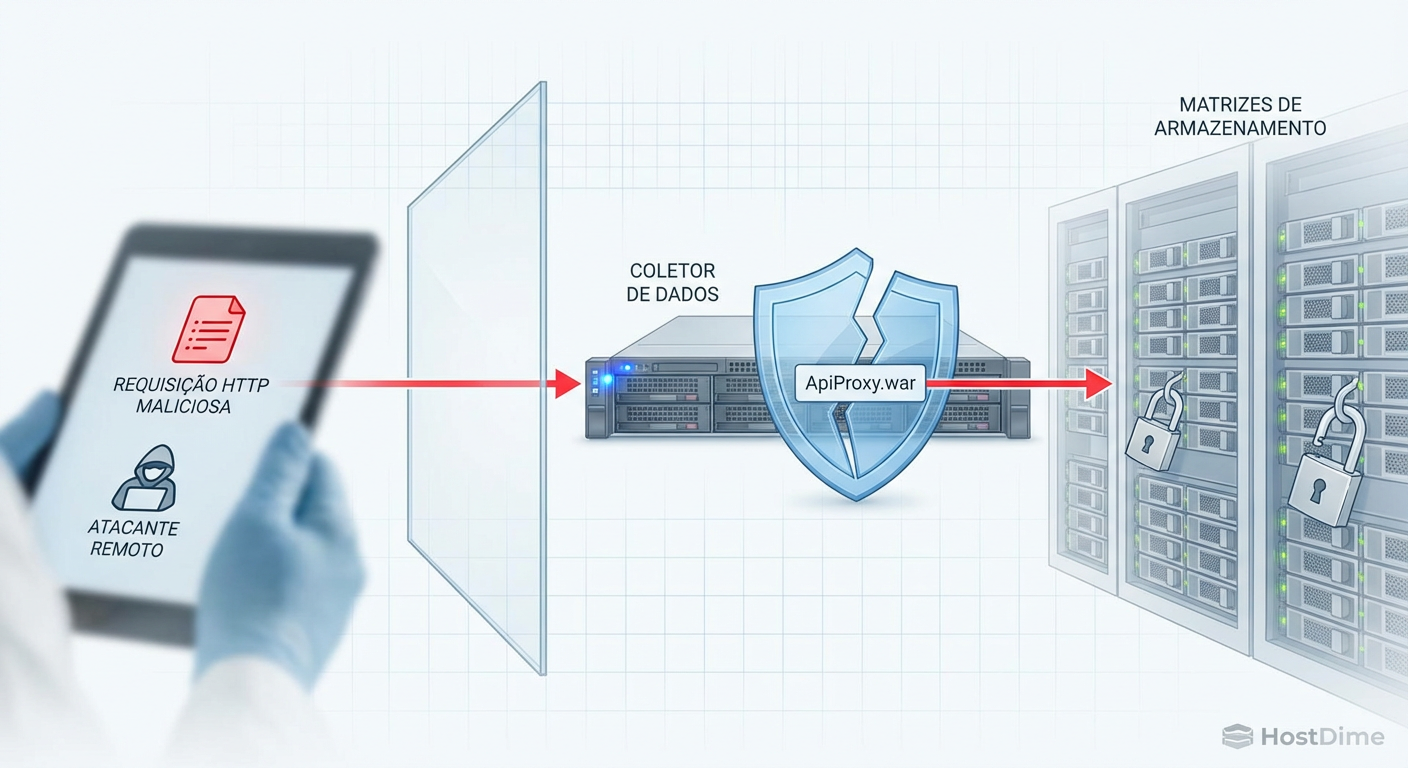 Fluxo de exploração da CVE-2025-43995: O bypass ocorre na camada de aplicação, ignorando a verificação de credenciais antes de atingir o controle dos arrays.