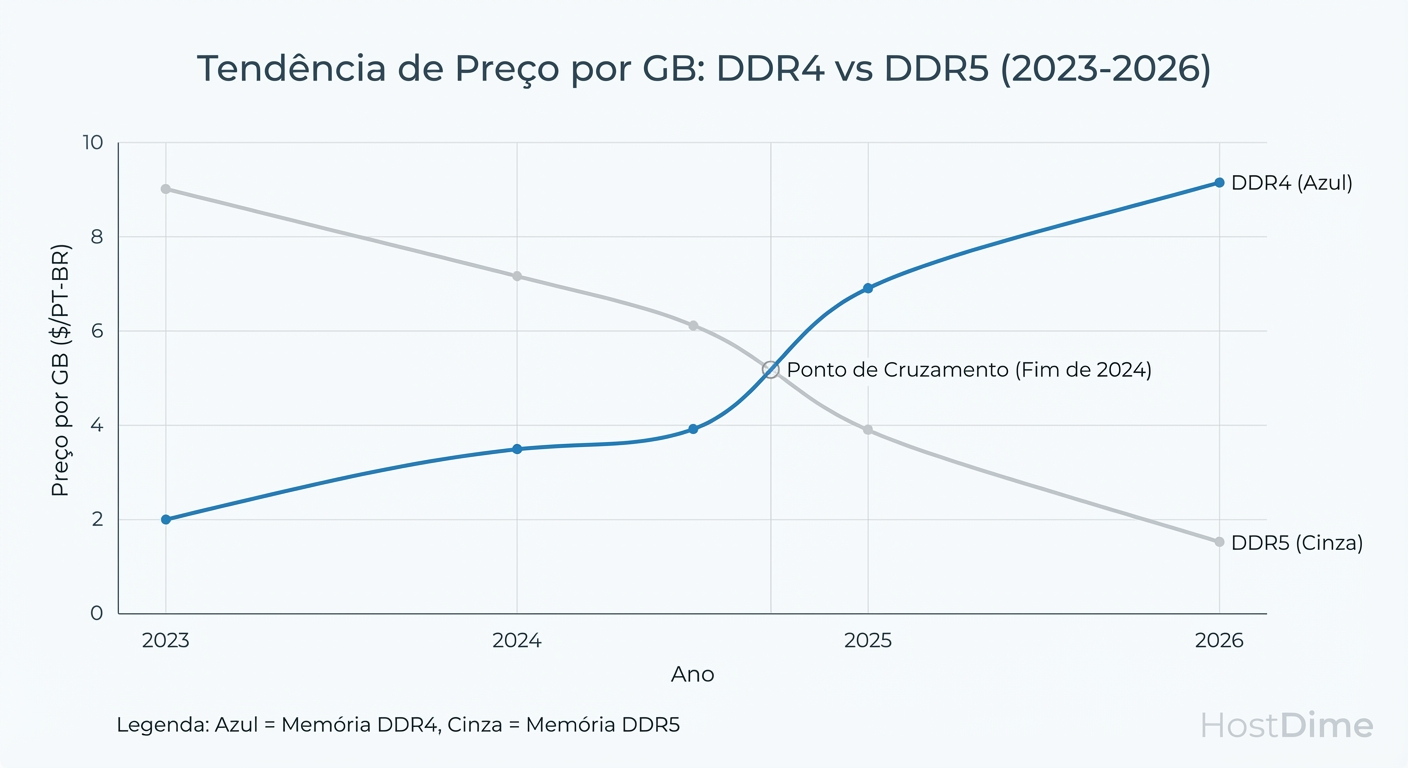 O 'Crossover' de Preço: Projeção de custo por GB onde a manutenção de legado supera a adoção de nova tecnologia.