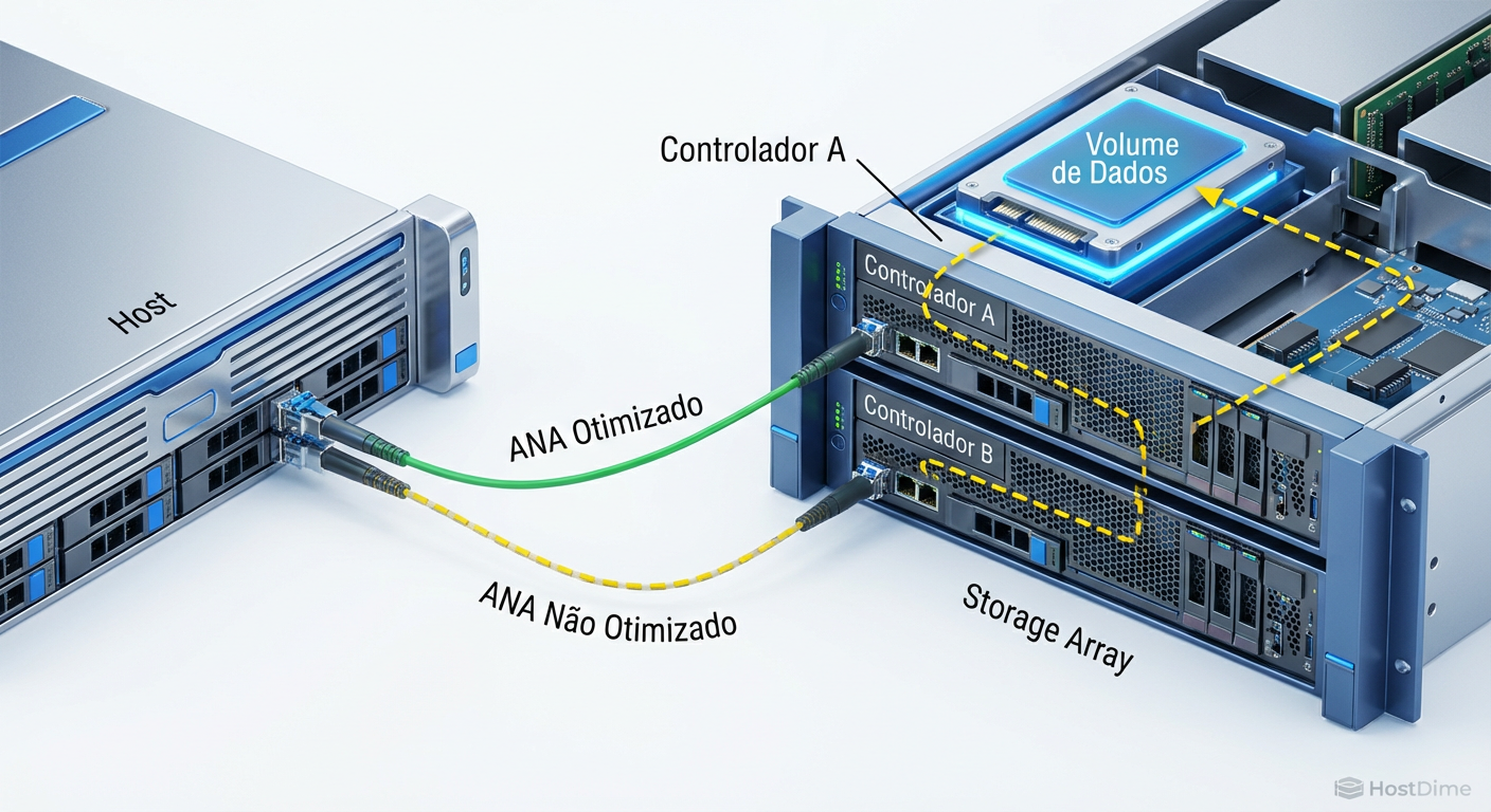 Visualização do Asymmetric Namespace Access (ANA): Por que o caminho mais curto nem sempre é o mais rápido.