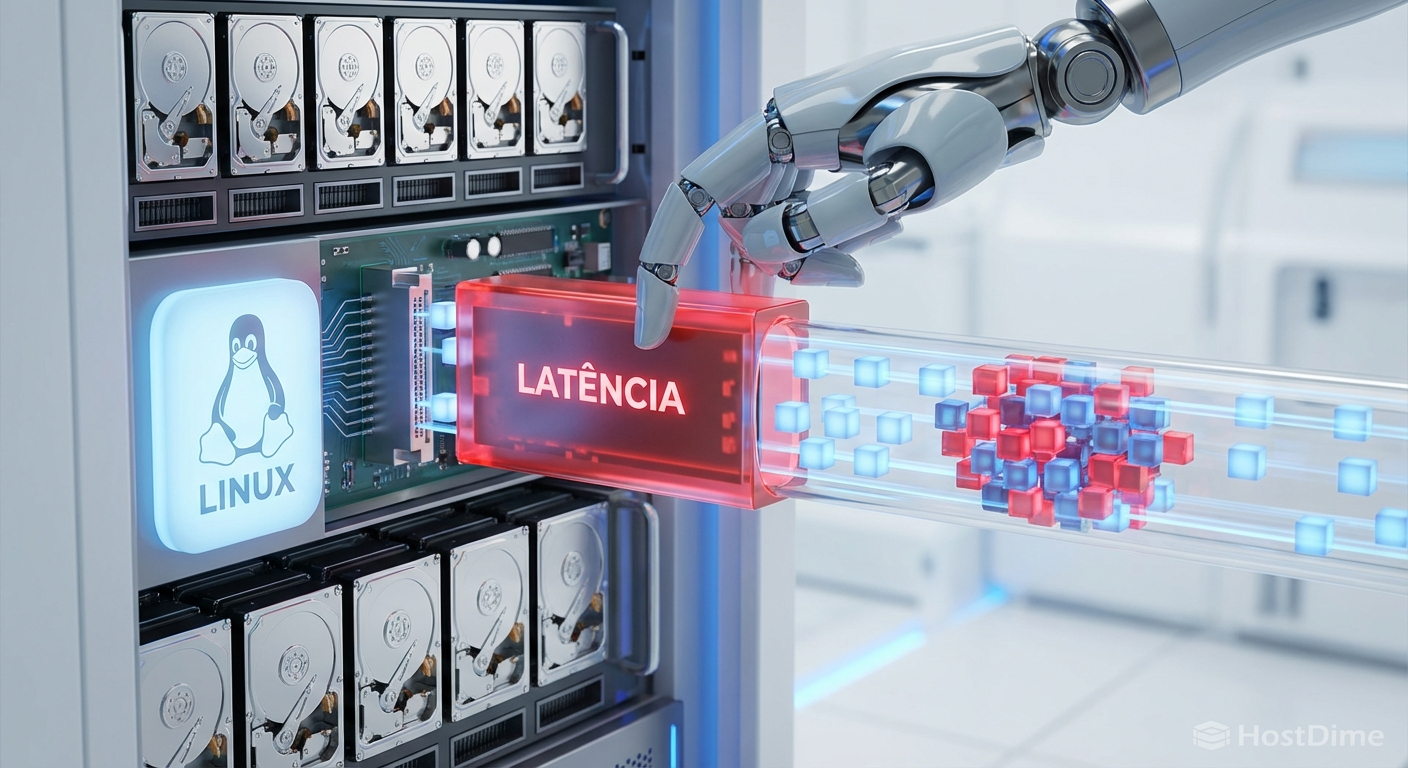 Representação visual da injeção de latência no nível do bloco de armazenamento usando ferramentas de engenharia do caos.