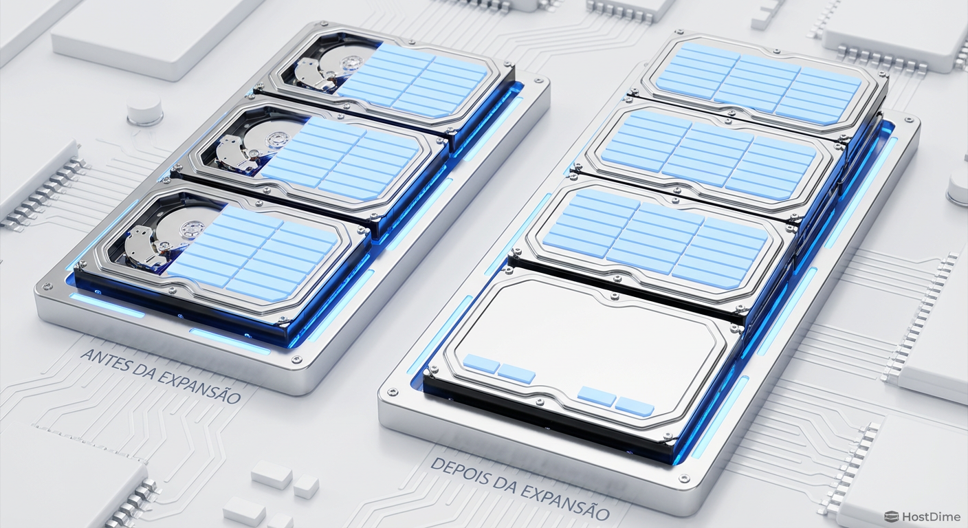 Diagrama visualizando a persistência da geometria antiga: os dados originais não ocupam o novo disco automaticamente.
