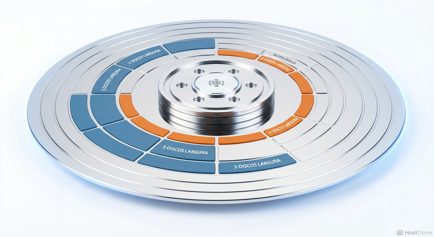 Mapa de calor lógico de um vdev expandido: Regiões azuis representam dados legados (largura antiga), enquanto regiões laranjas mostram novos dados utilizando a largura expandida.